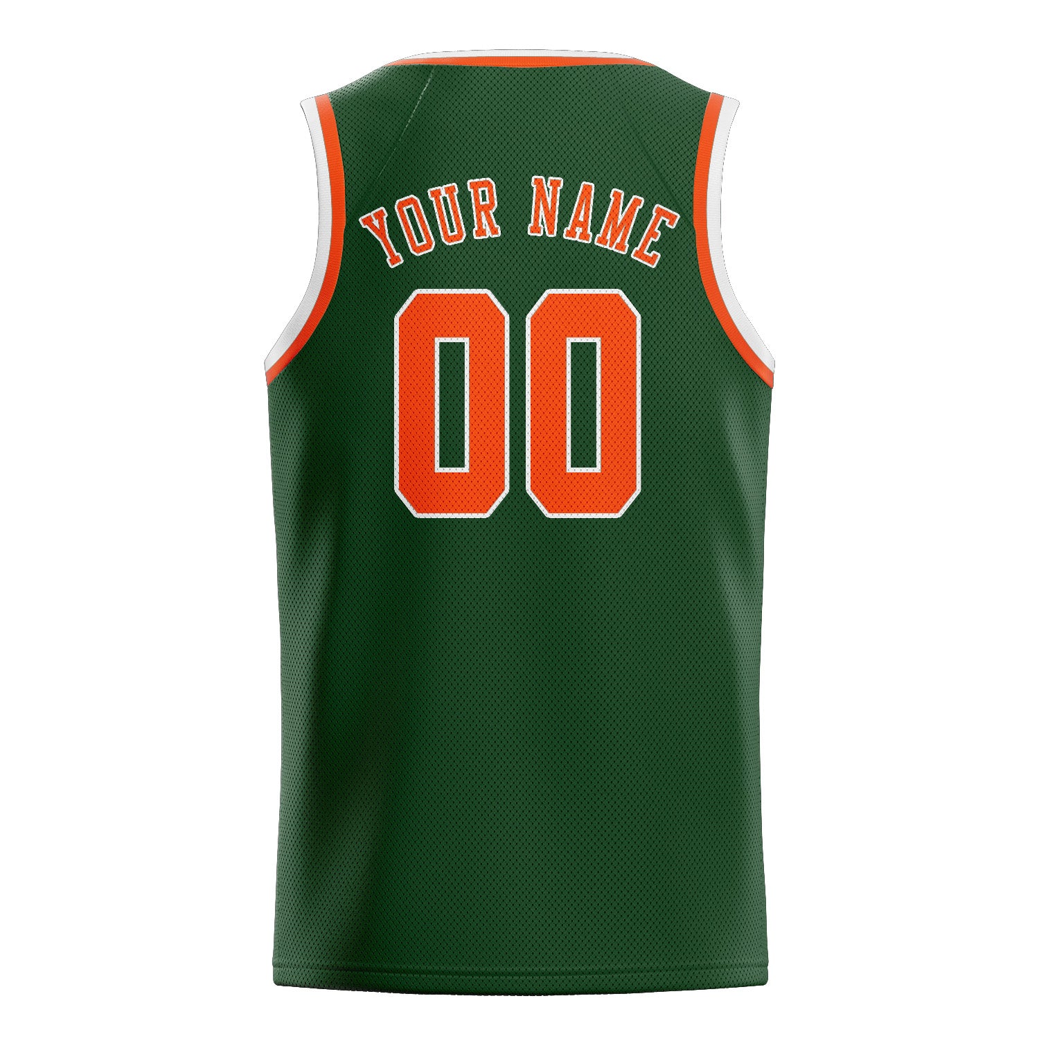 Maillot de basketball personnalisé vert foncé, orange et rouge