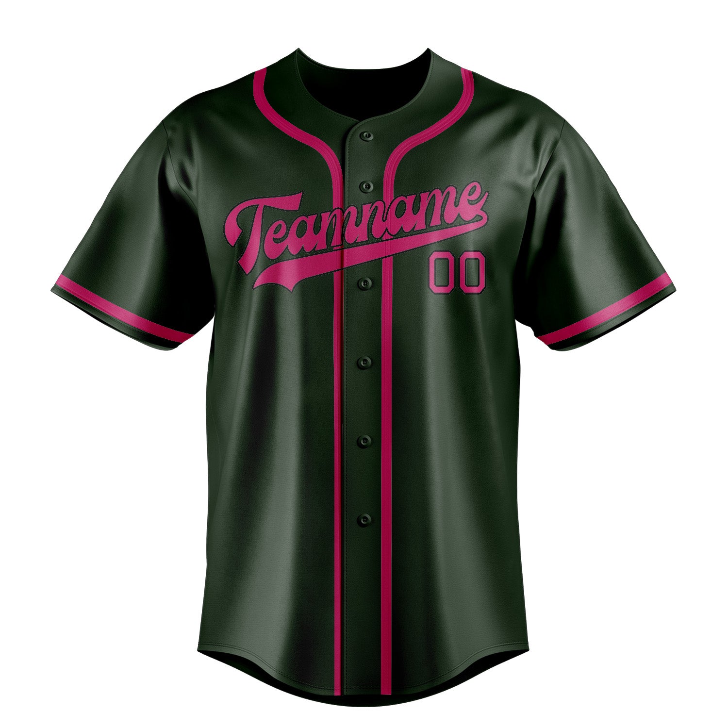 Maillot de baseball personnalisé vert foncé et rose