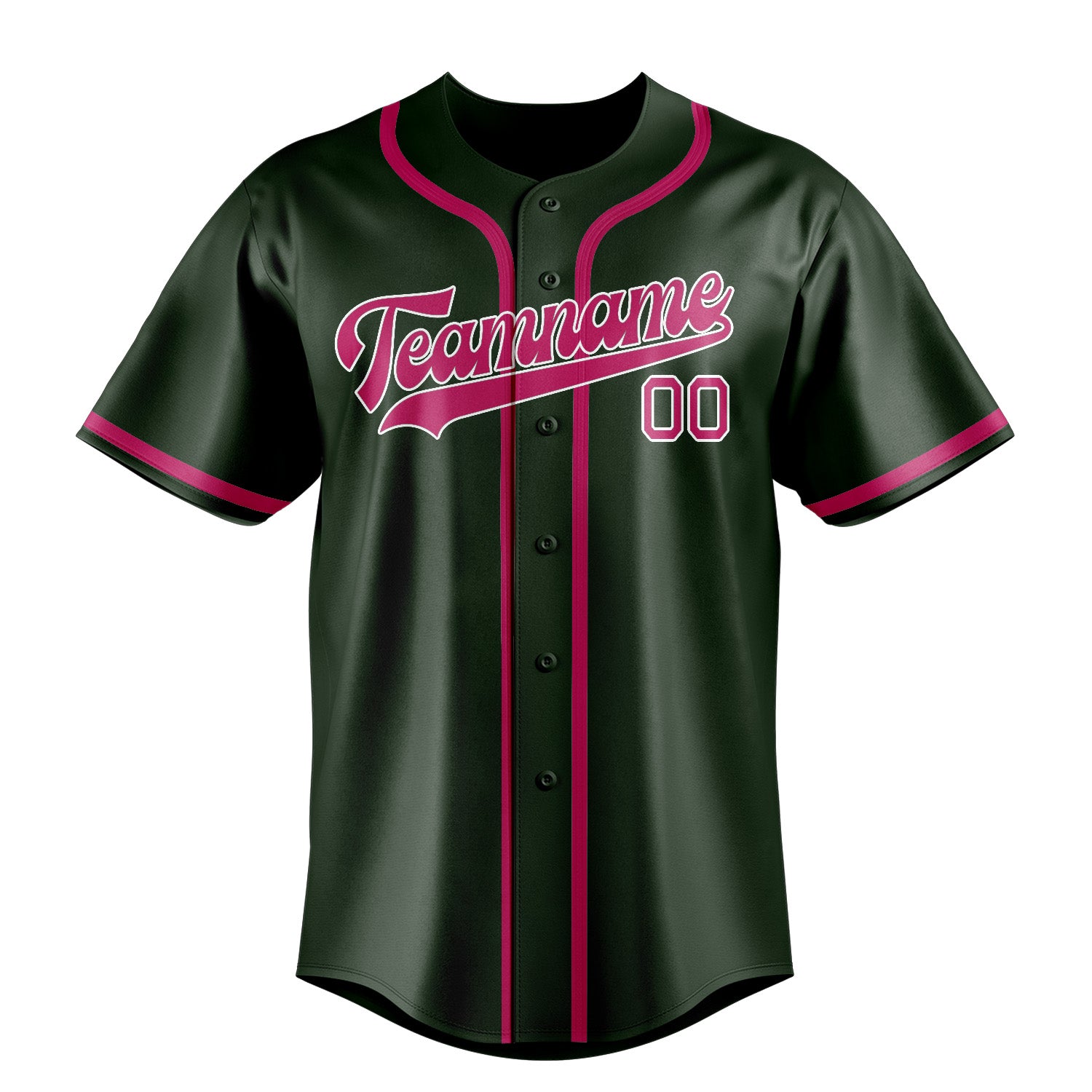 Maillot de baseball personnalisé vert foncé et rose