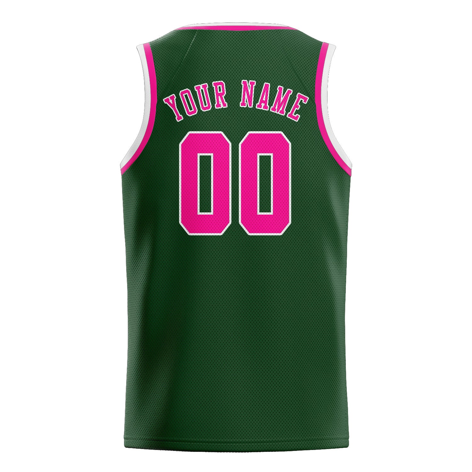Maillot de basketball personnalisé vert foncé et rose