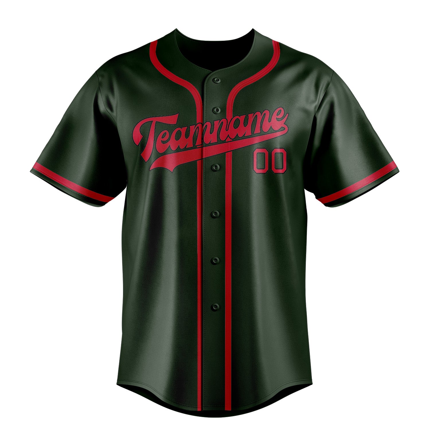 Maillot de baseball personnalisé vert foncé et rouge
