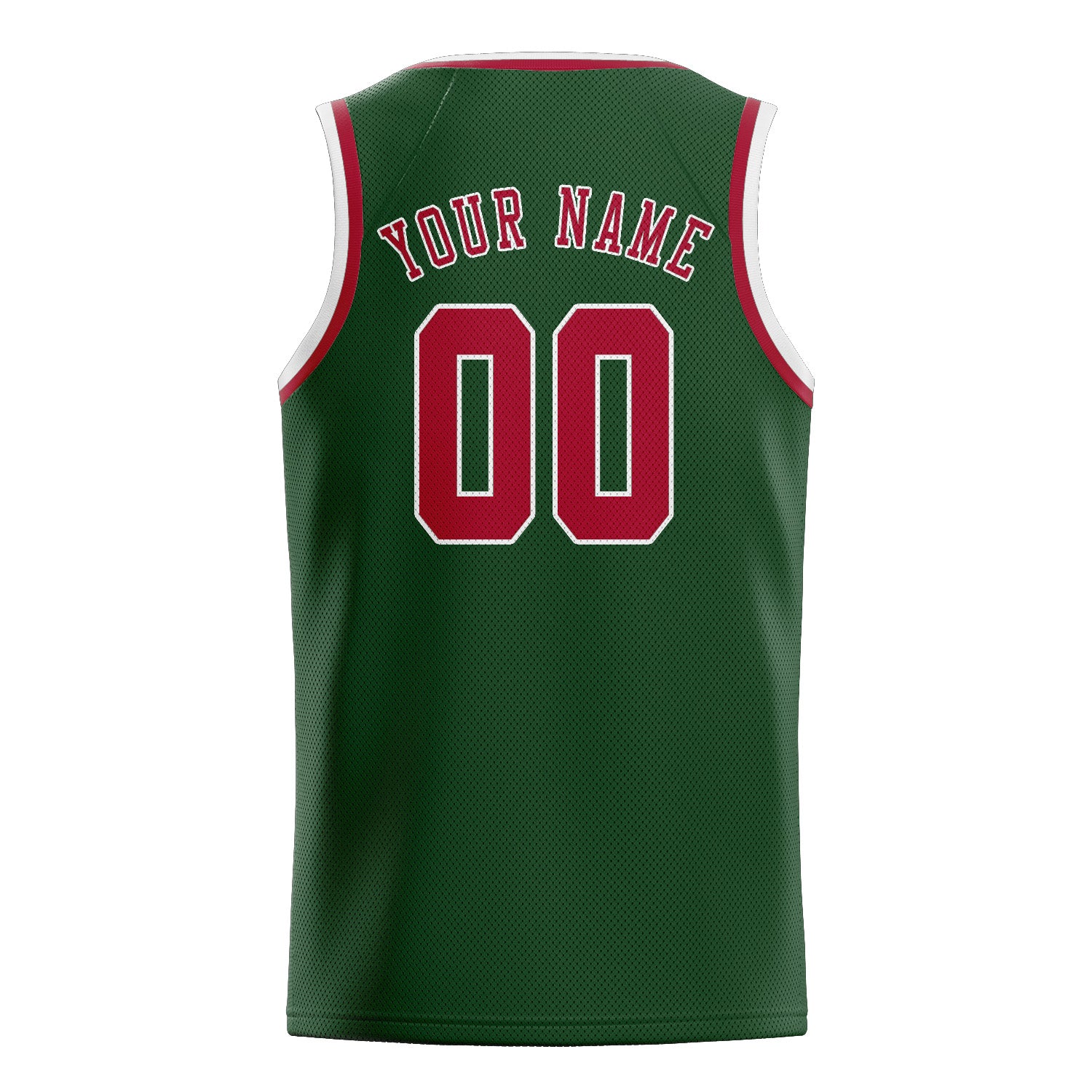 Maillot de basketball personnalisé vert foncé et rouge