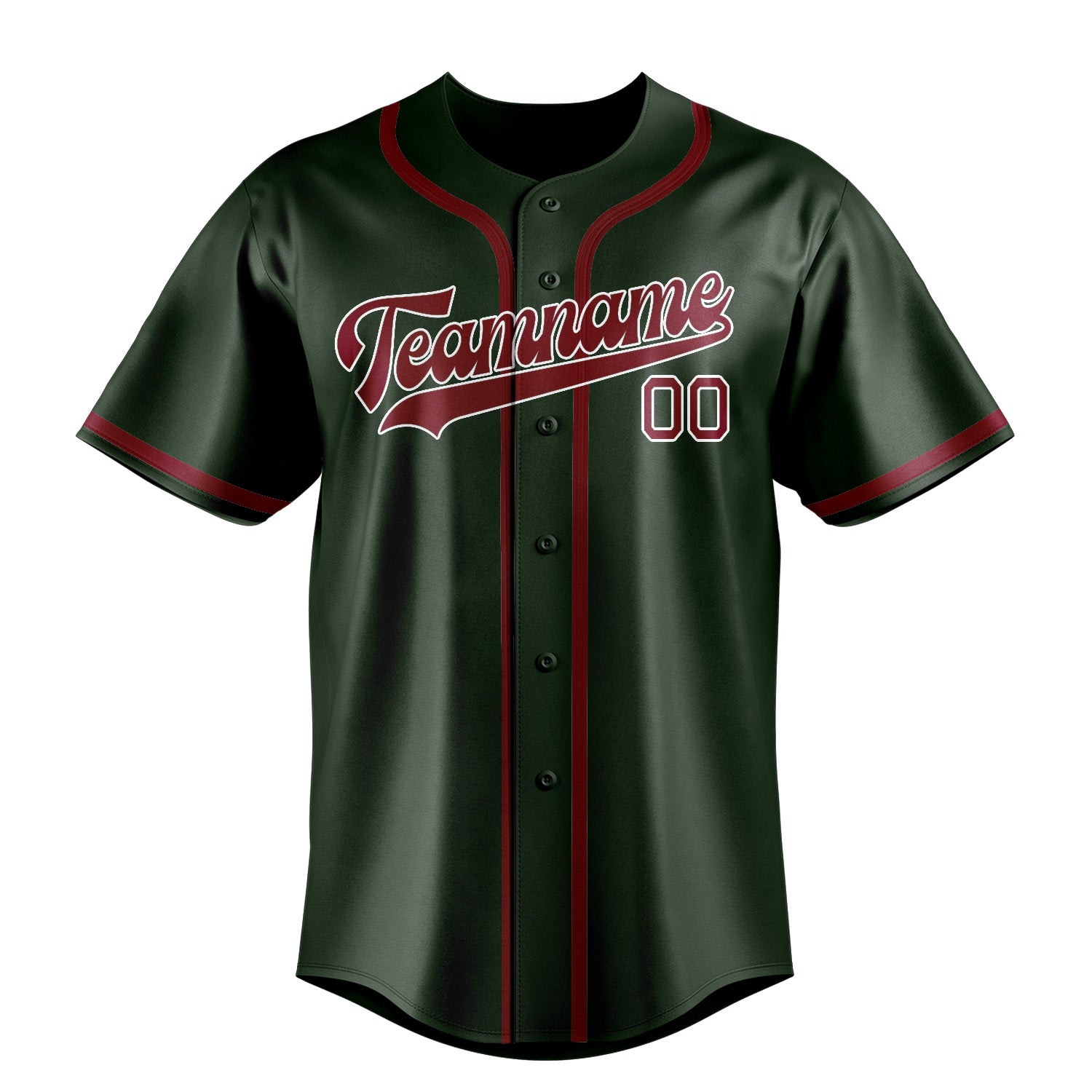 Maillot de baseball personnalisé vert foncé et rouge cramoisi