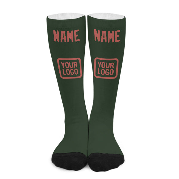 Chaussettes hautes personnalisées vert foncé et cuivre rose