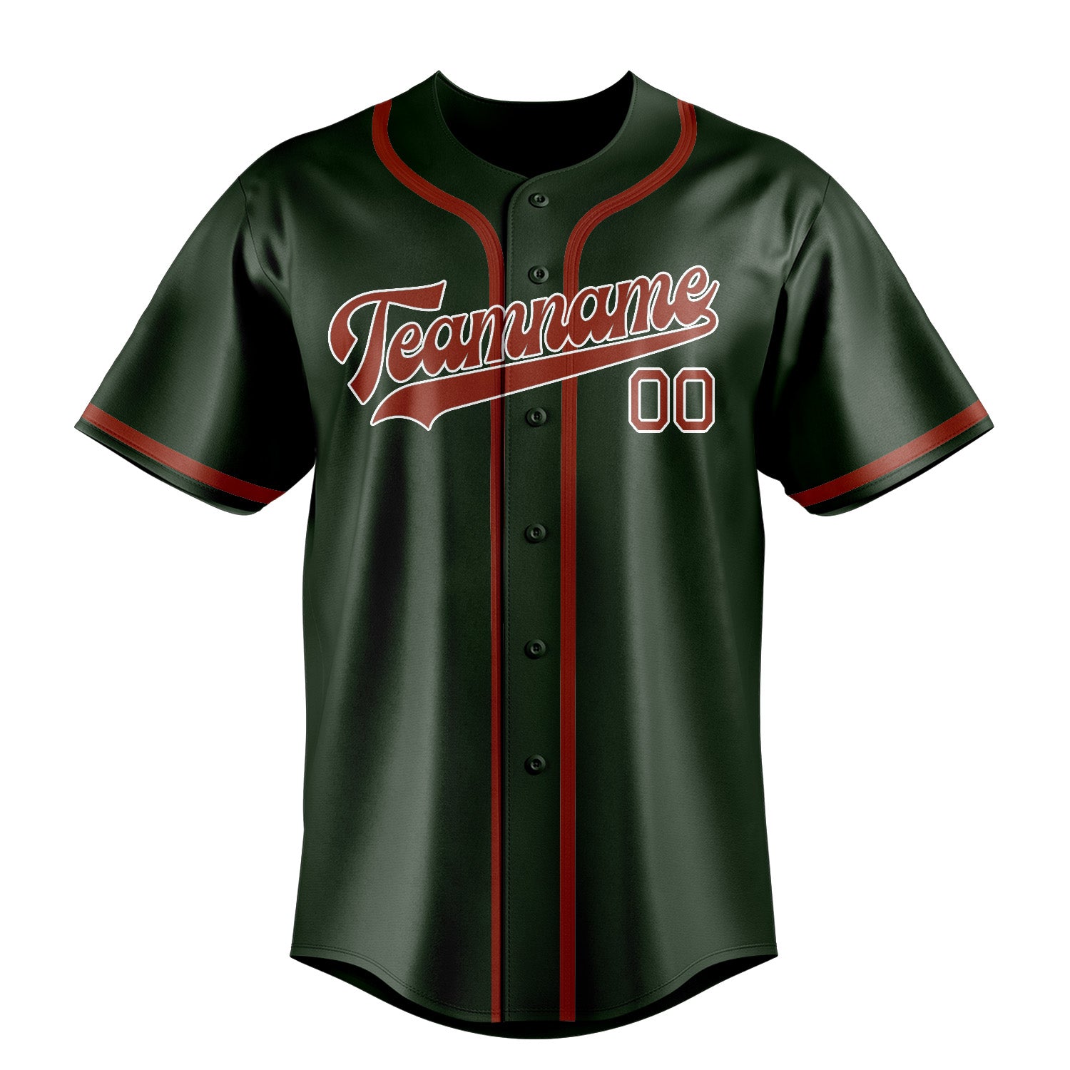 Maillot de baseball personnalisé vert foncé corail rouge