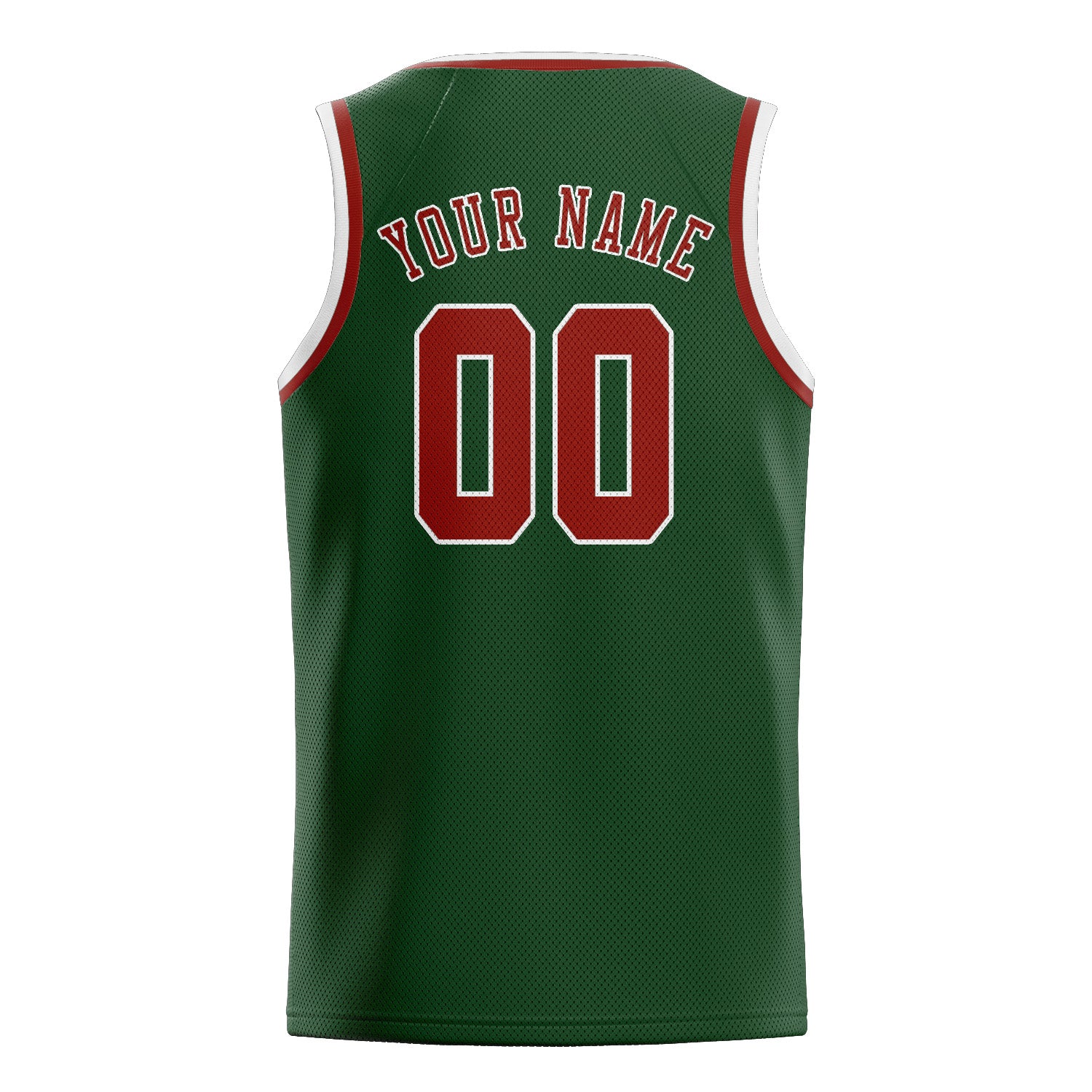 Maillot de basketball personnalisé vert foncé corail rouge