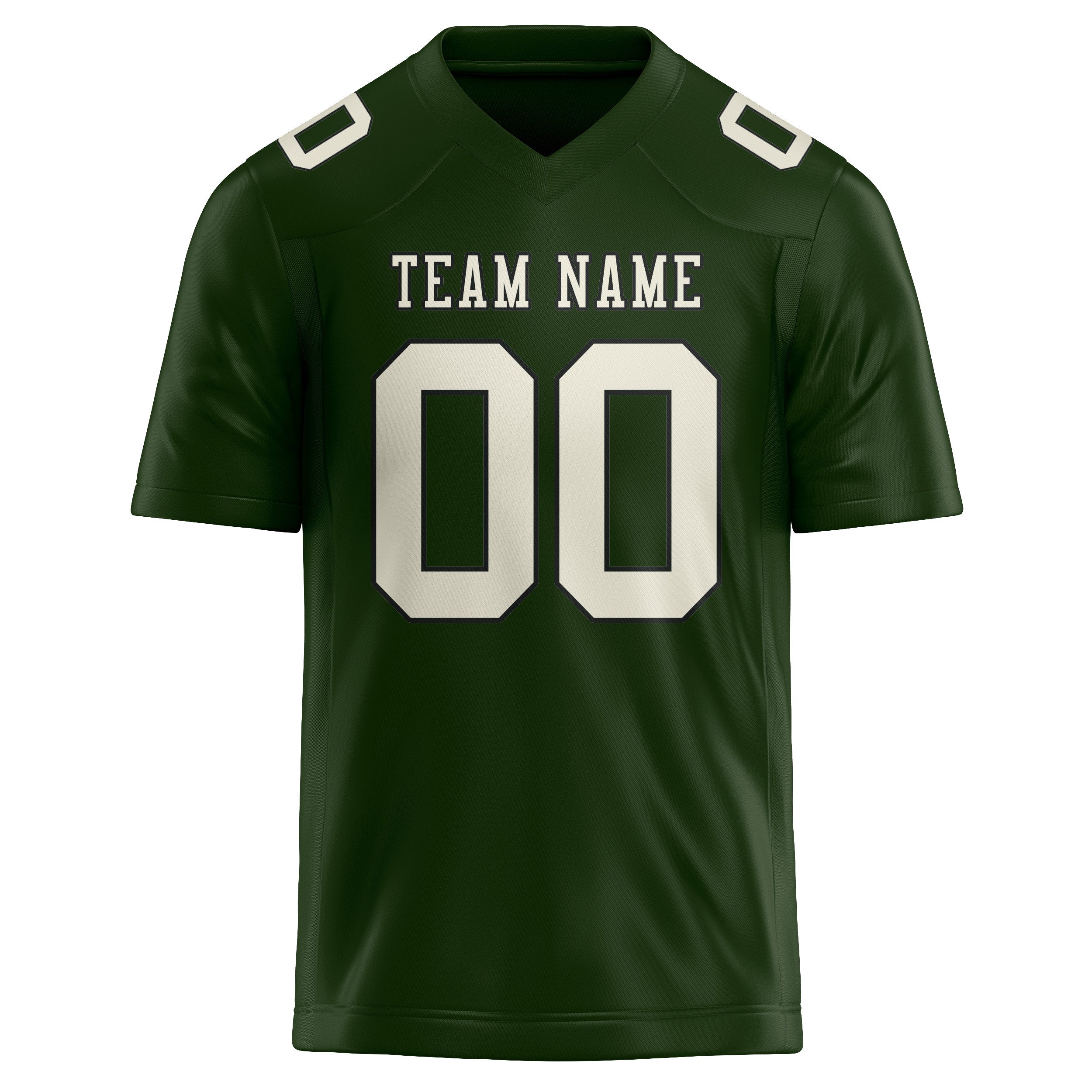 Custom Dark Green Cream Football Jersey