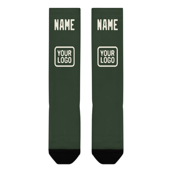 Chaussettes hautes crème vert foncé personnalisées