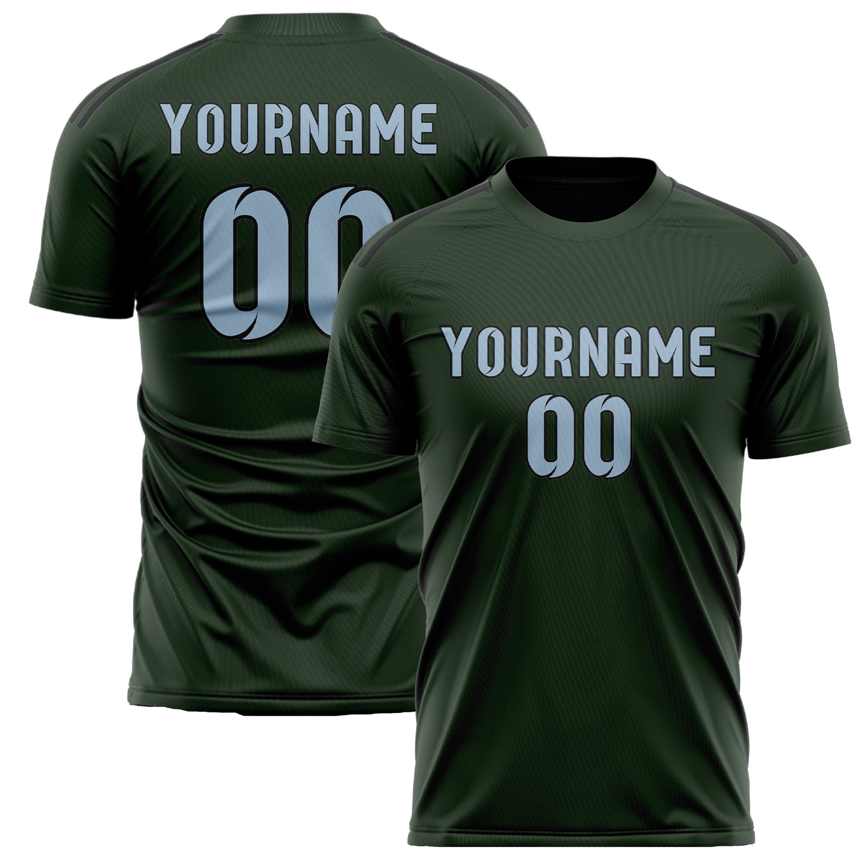 Maillot de football personnalisé vert foncé et bleu clair