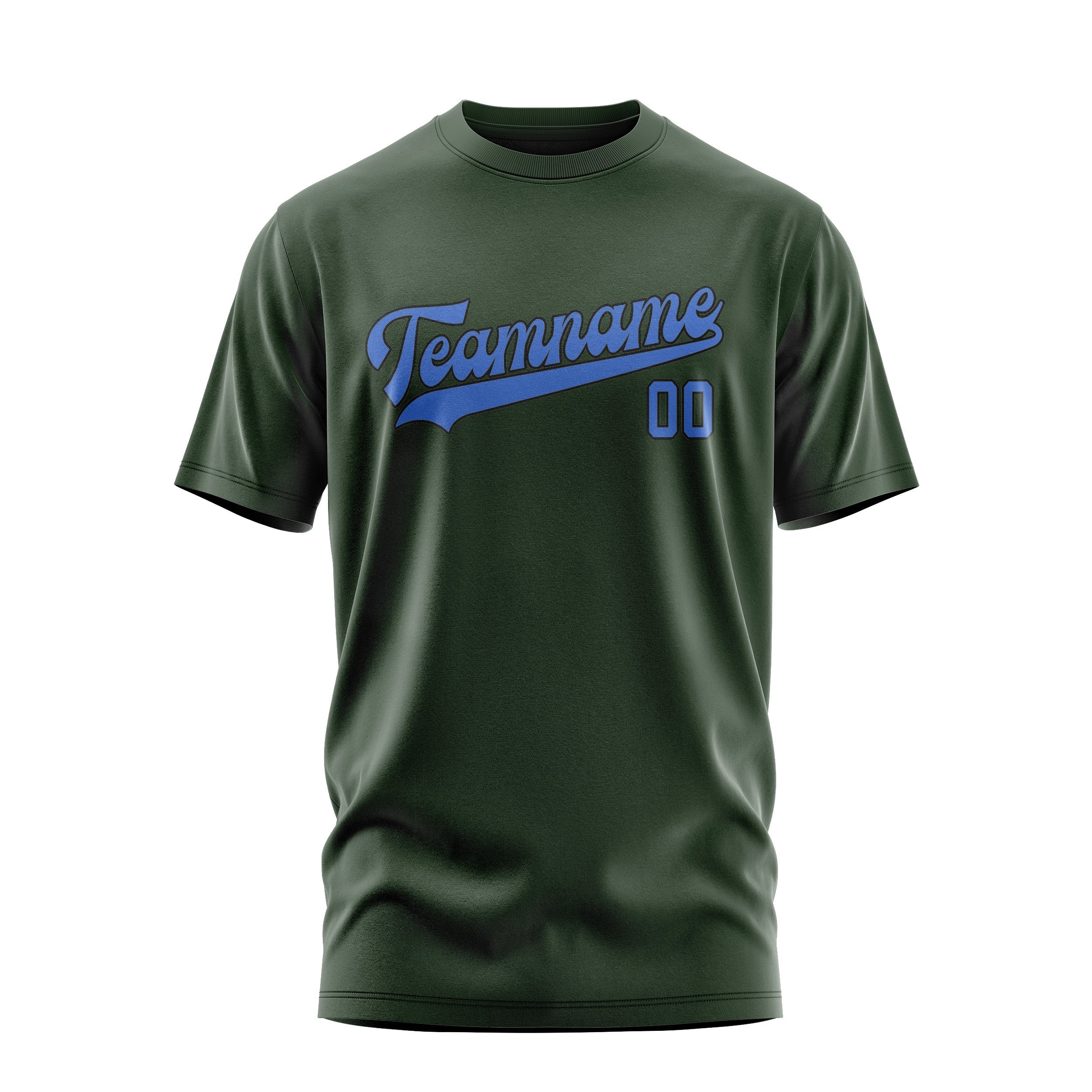 T-shirt personnalisé vert foncé et bleu ciel