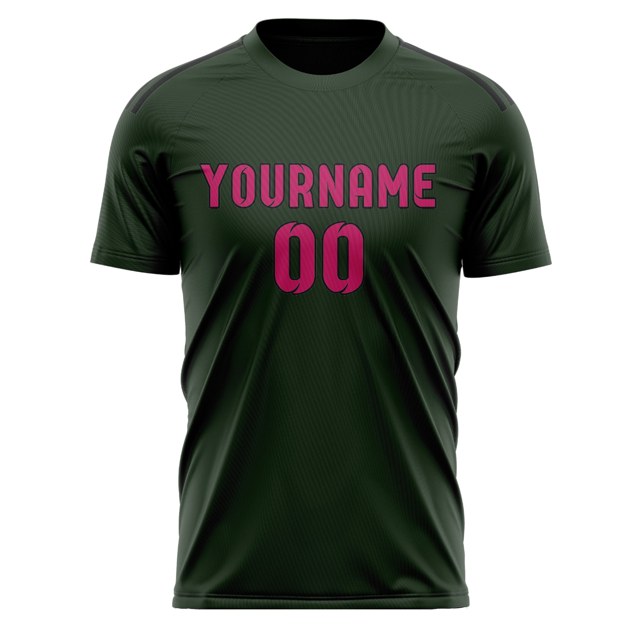 Maillot de football personnalisé vert foncé et rose