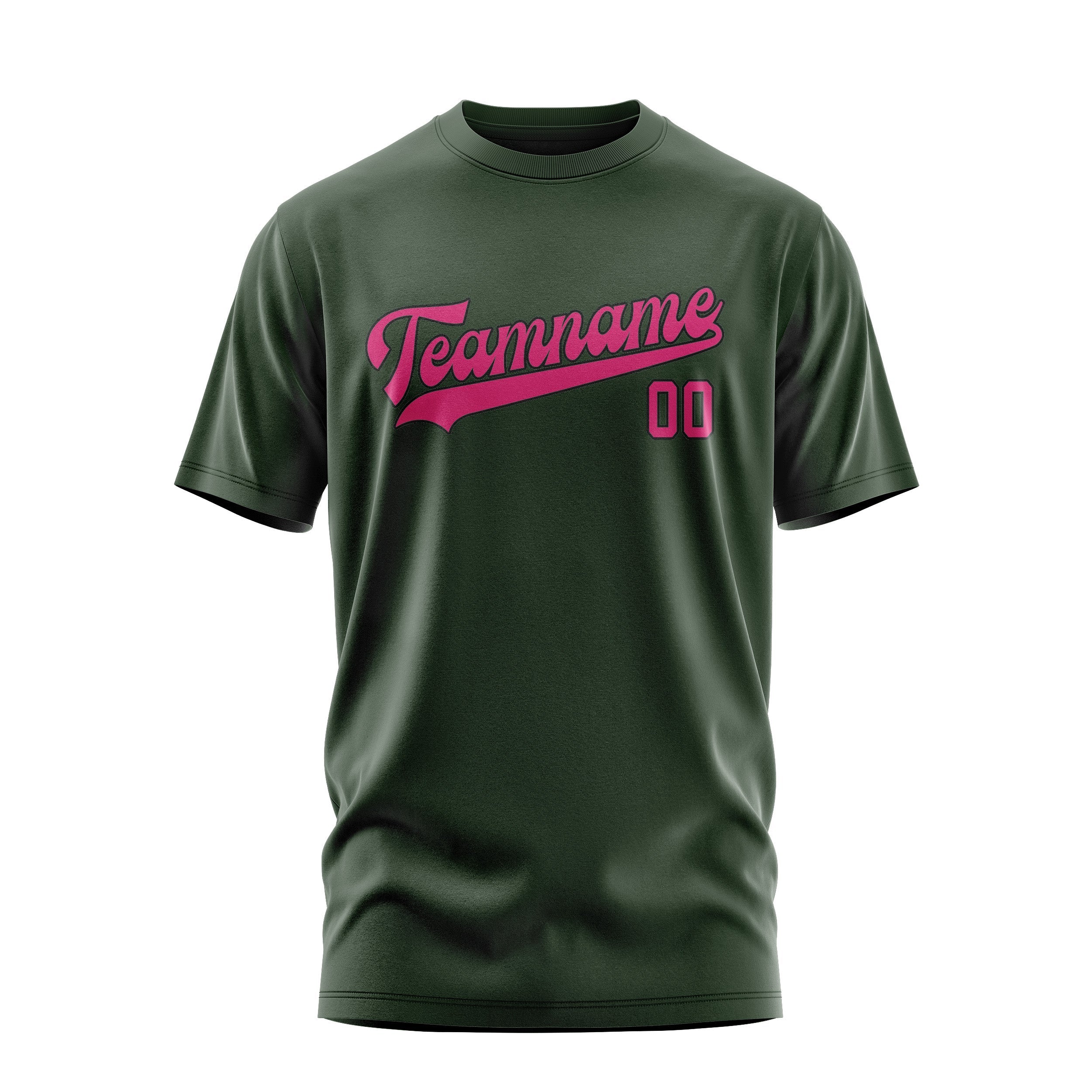 T-shirt personnalisé vert foncé et rose