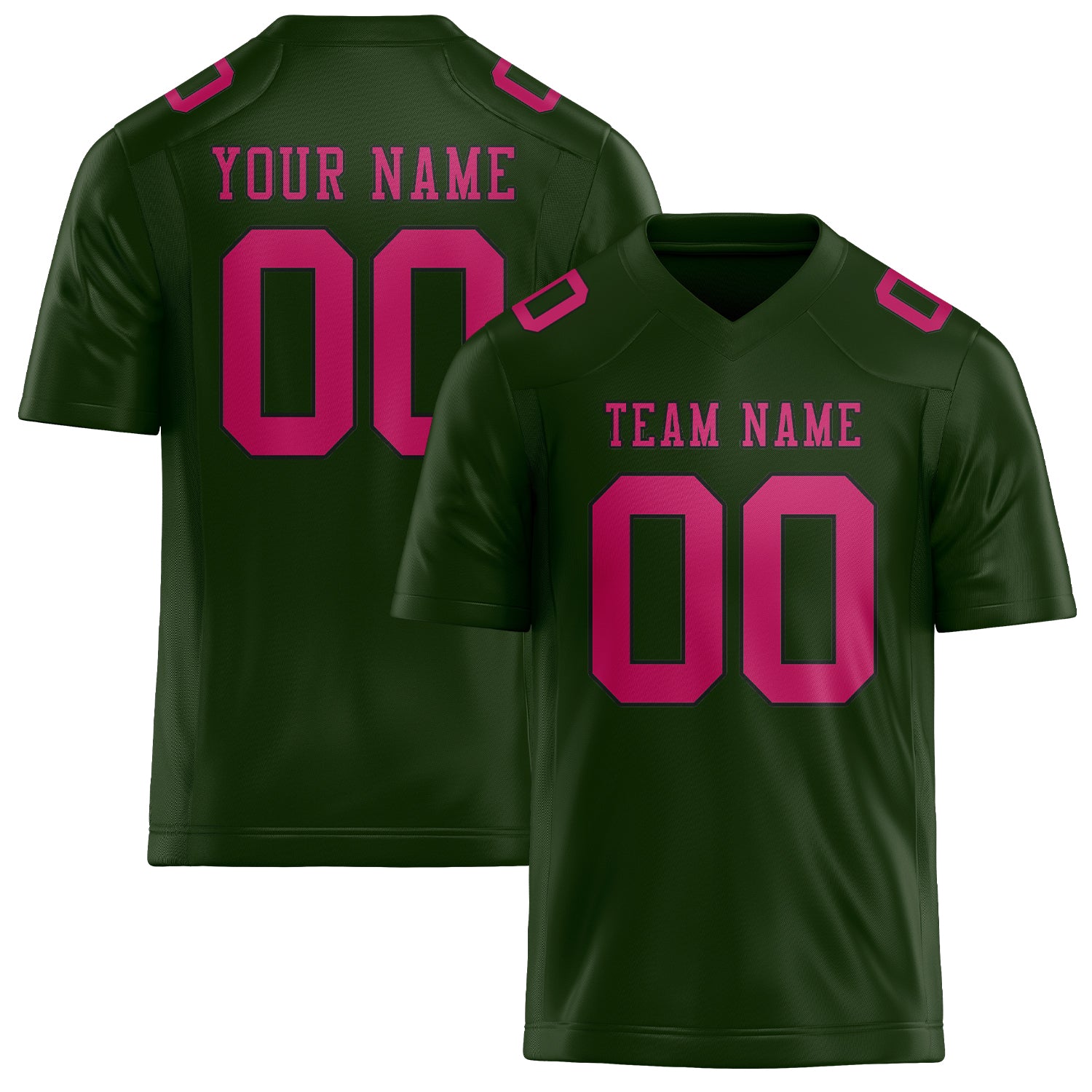 Maillot de football personnalisé vert foncé et rose