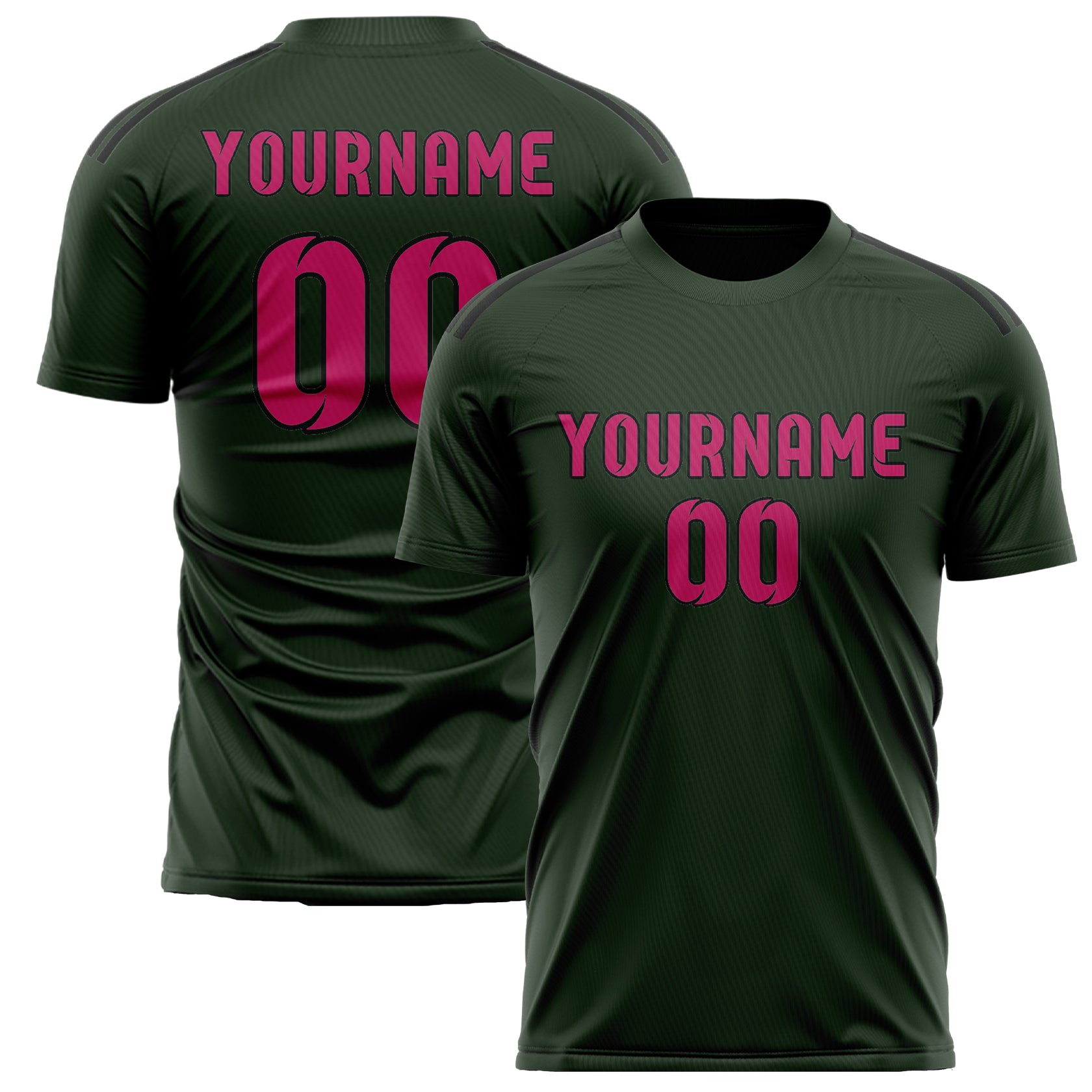Maillot de football personnalisé vert foncé et rose