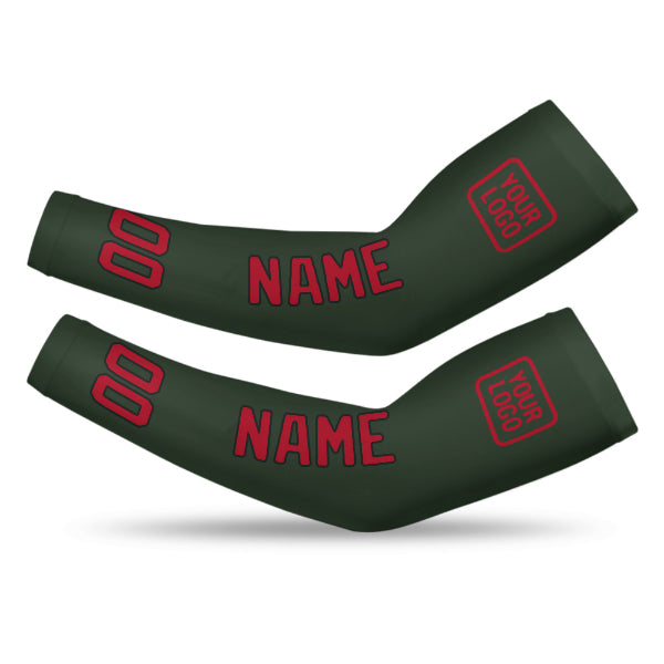 Manchon de bras personnalisé vert foncé et rouge