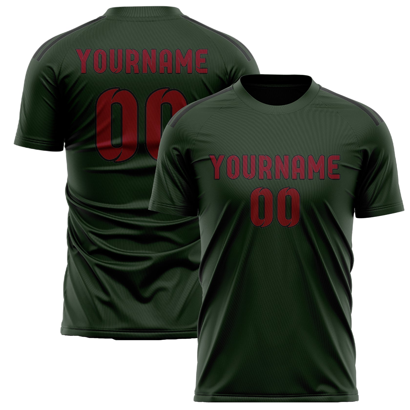 Maillot de football personnalisé vert foncé et rouge cramoisi