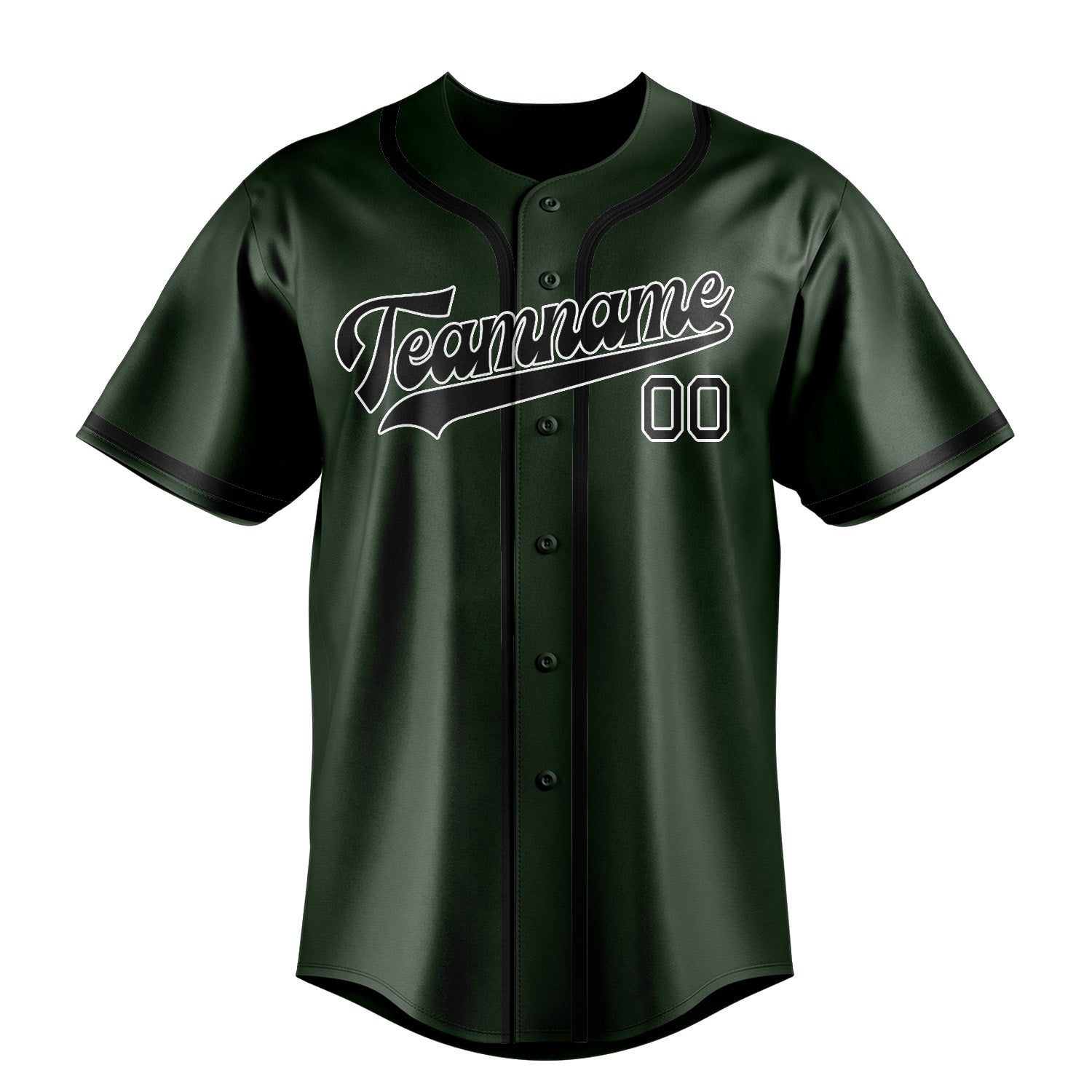Maillot de baseball personnalisé vert foncé et noir