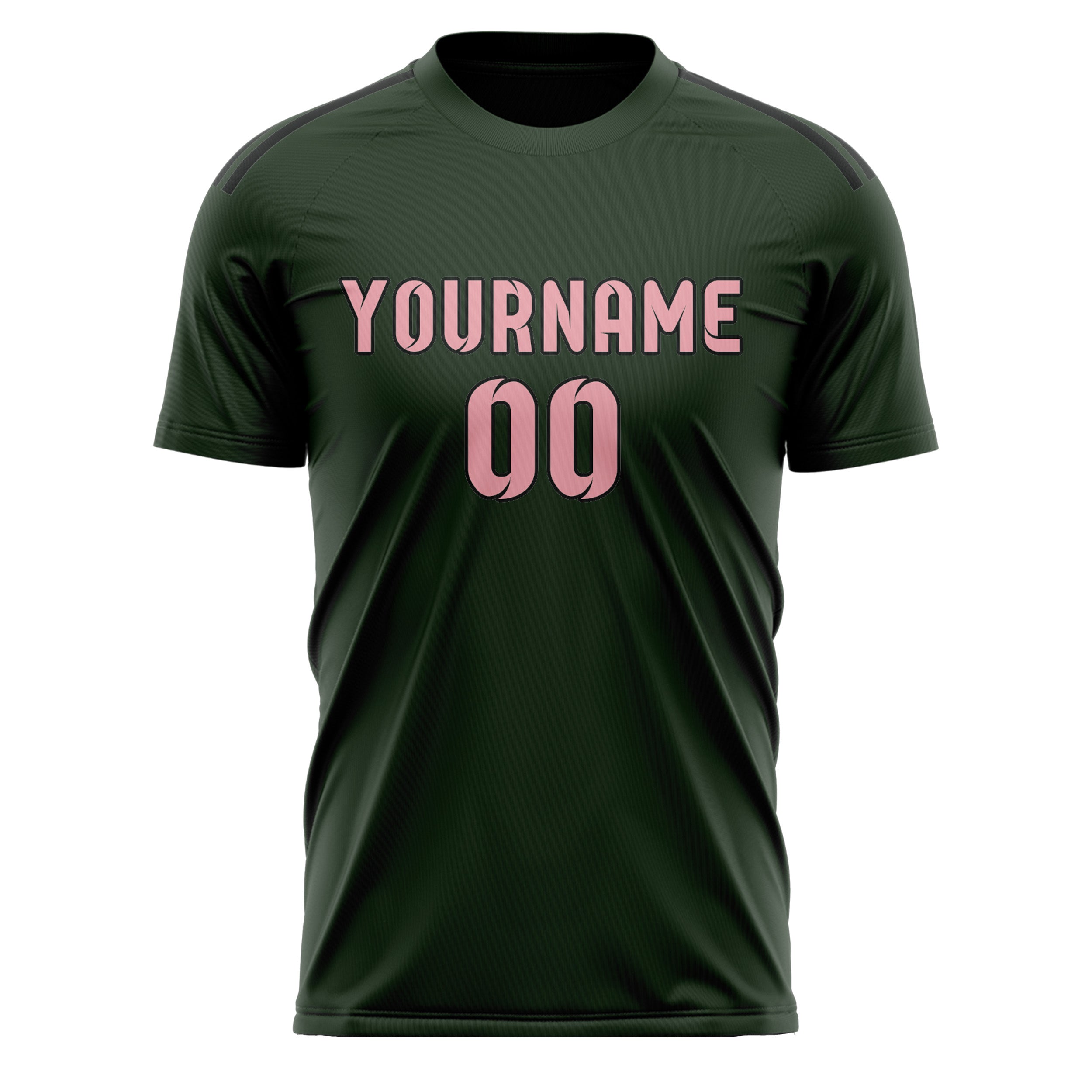 Maillot de football personnalisé vert foncé et rose clair