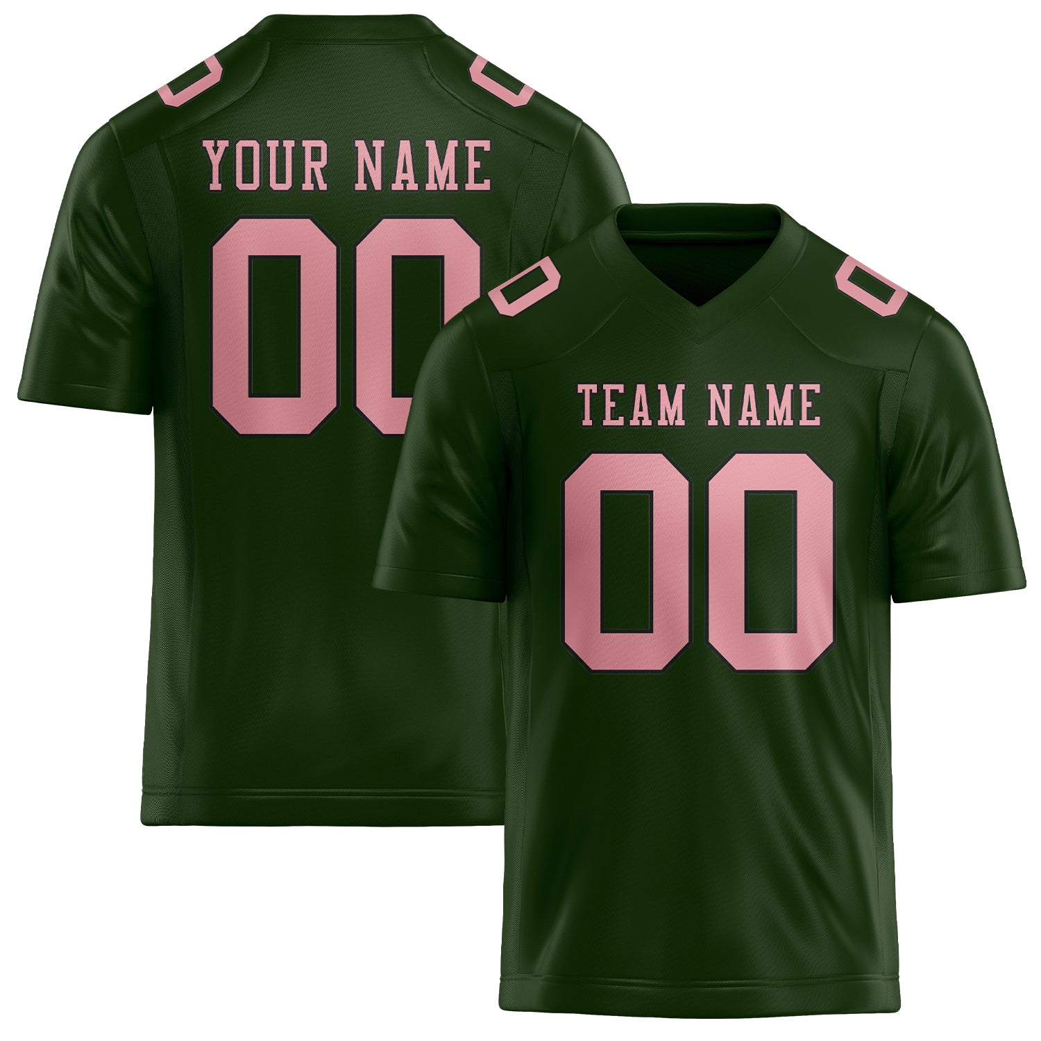 Maillot de football personnalisé vert foncé et rose clair