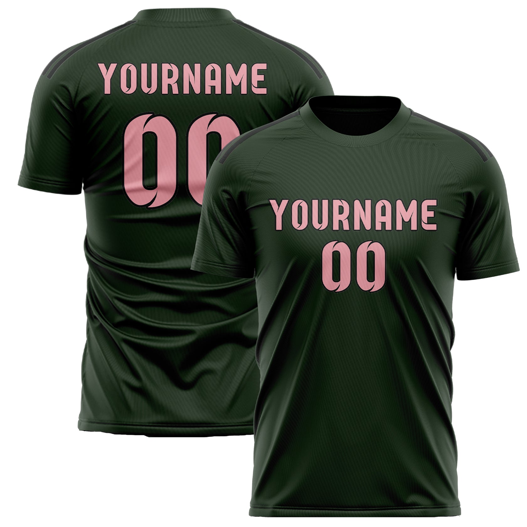 Maillot de football personnalisé vert foncé et rose clair