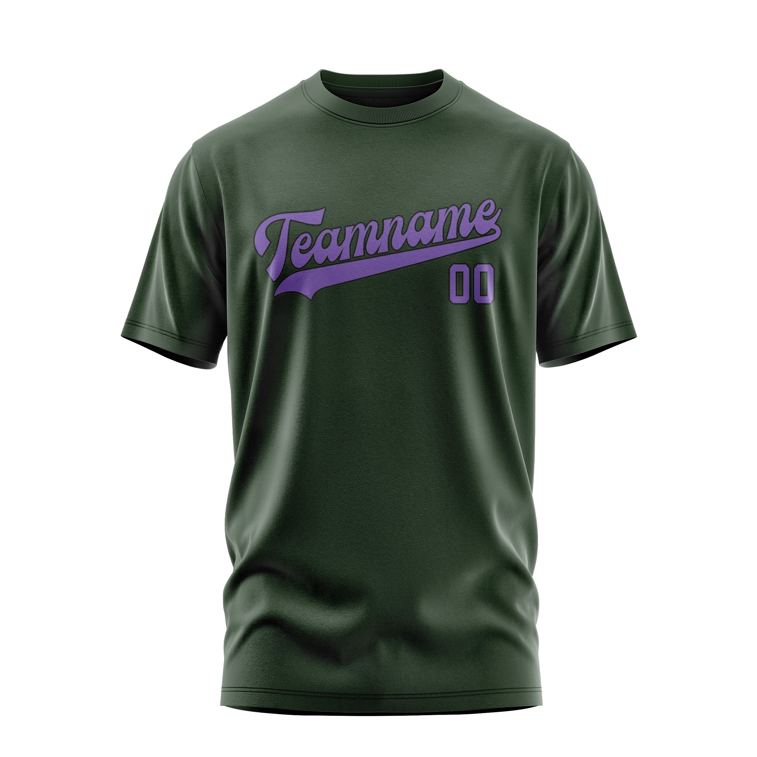T-shirt personnalisé vert foncé et violet clair