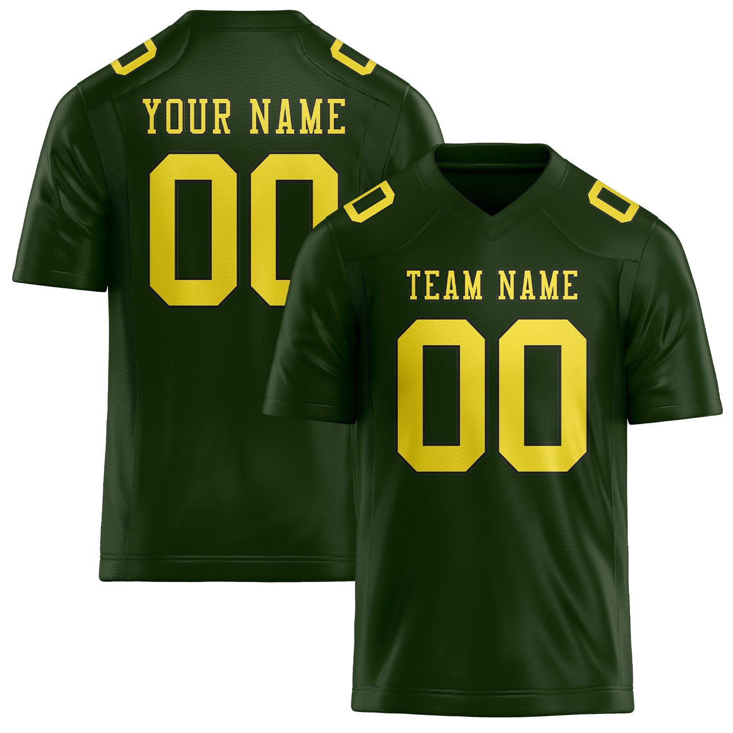Maillot de football personnalisé vert foncé et jaune clair