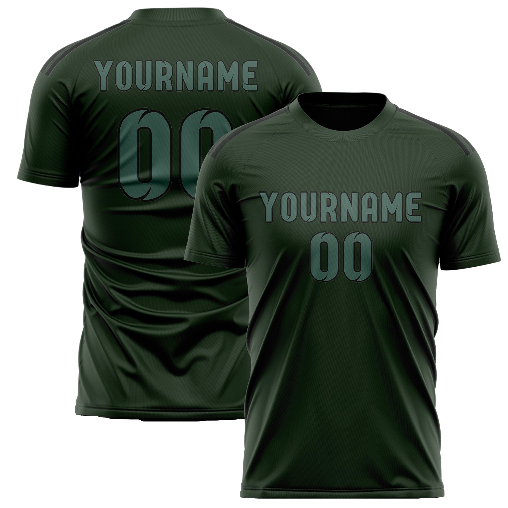 Maillot de football personnalisé vert foncé, bleu et vert