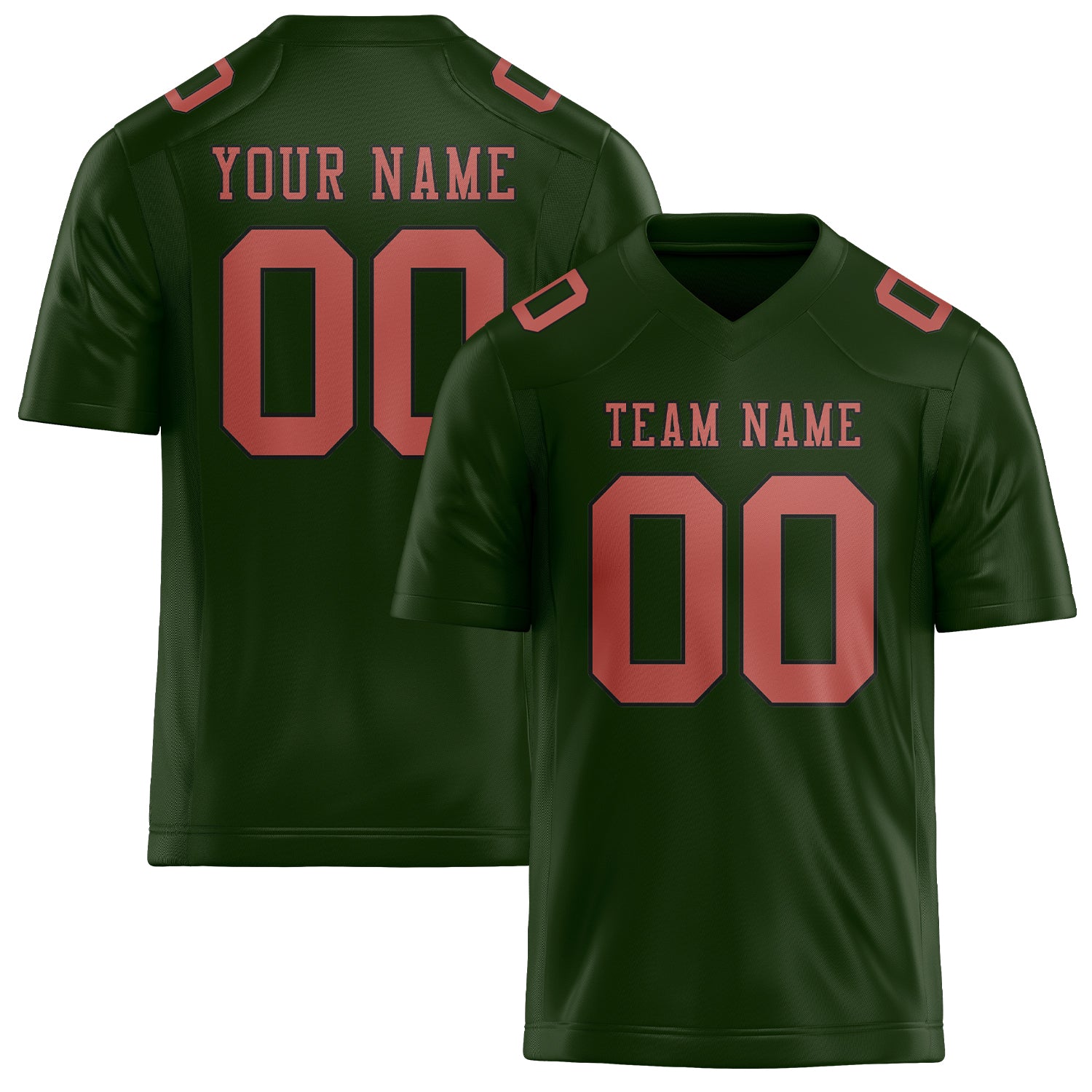 Maillot de football personnalisé vert foncé et rose cuivrée