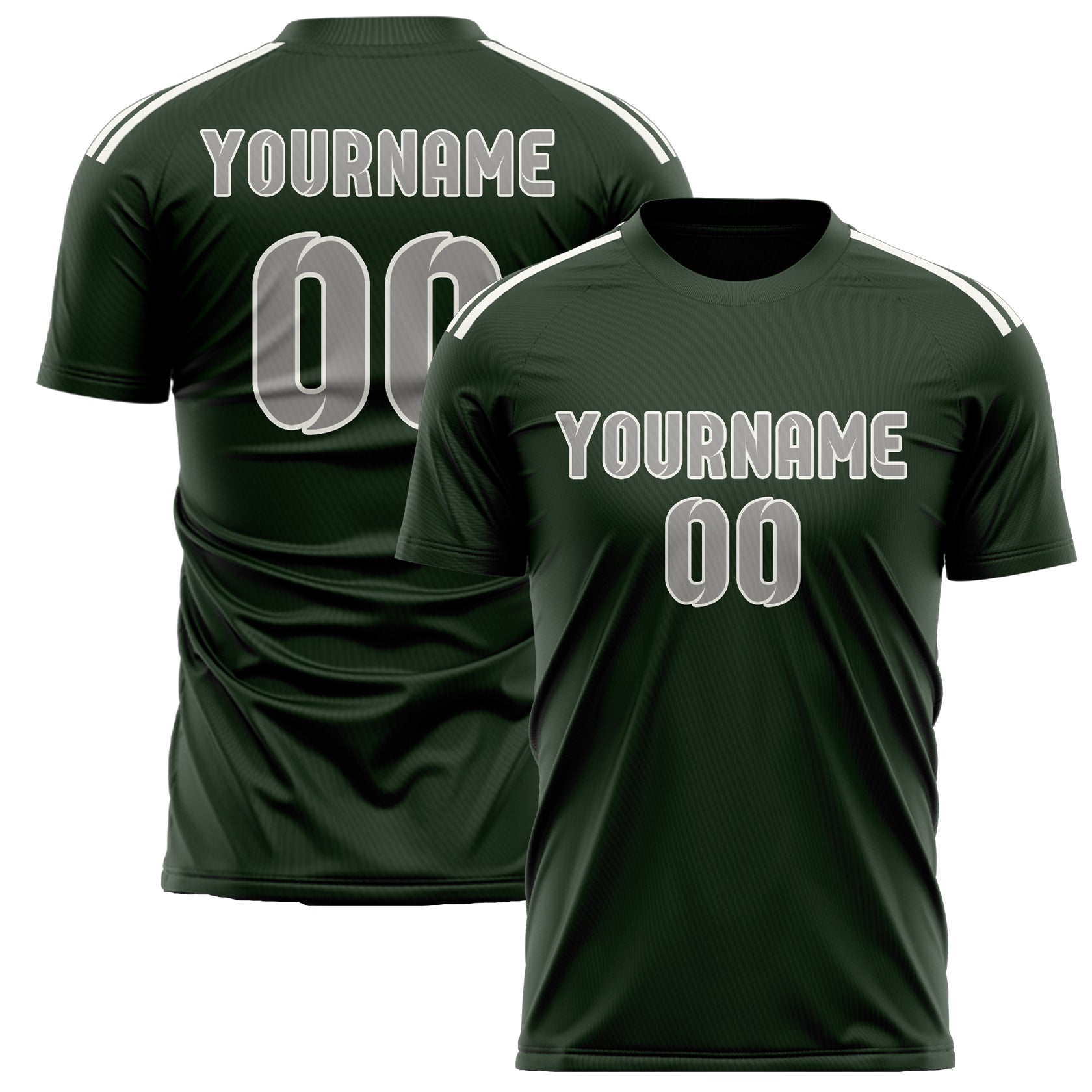 Maillot de football personnalisé vert foncé et gris