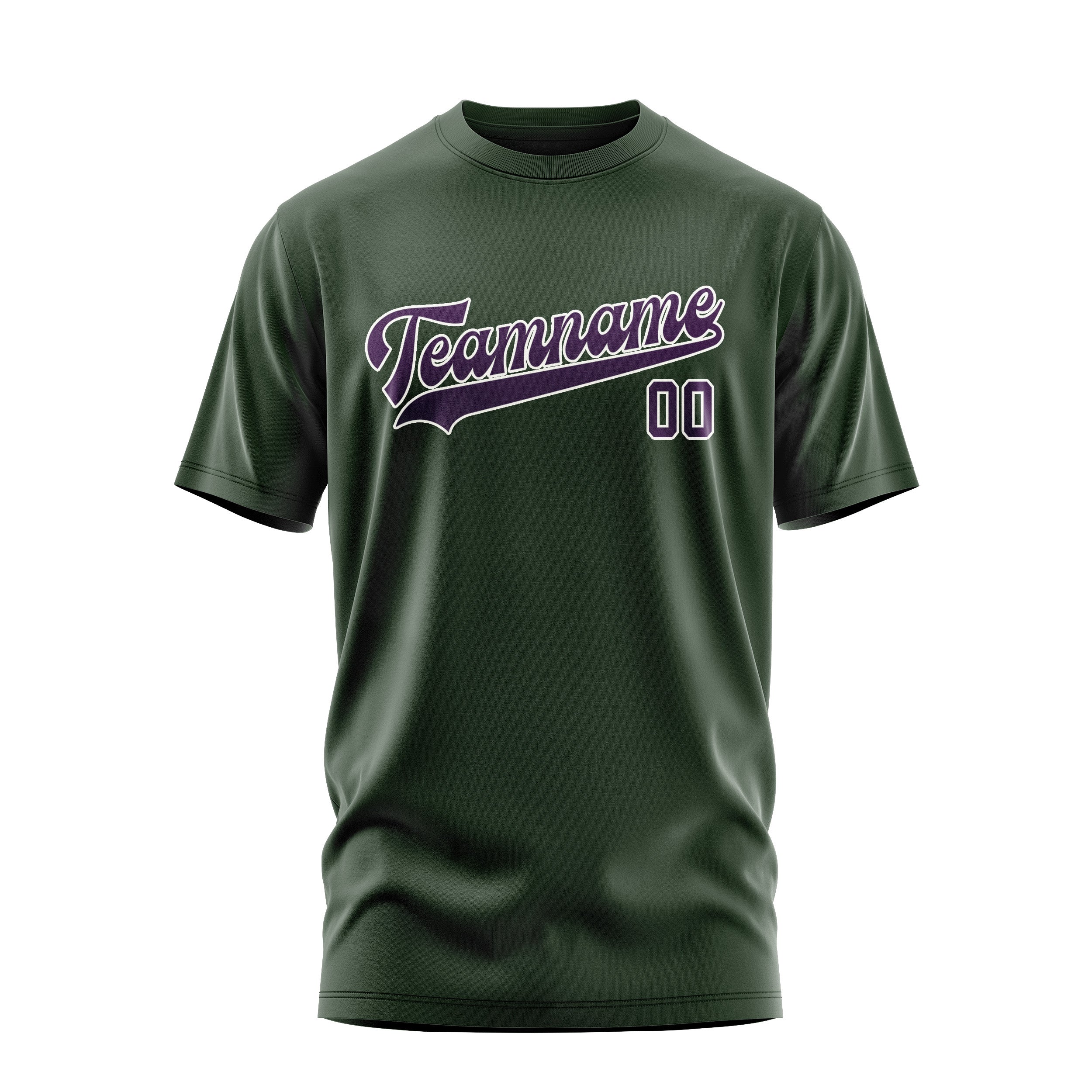 T-shirt personnalisé vert foncé et violet