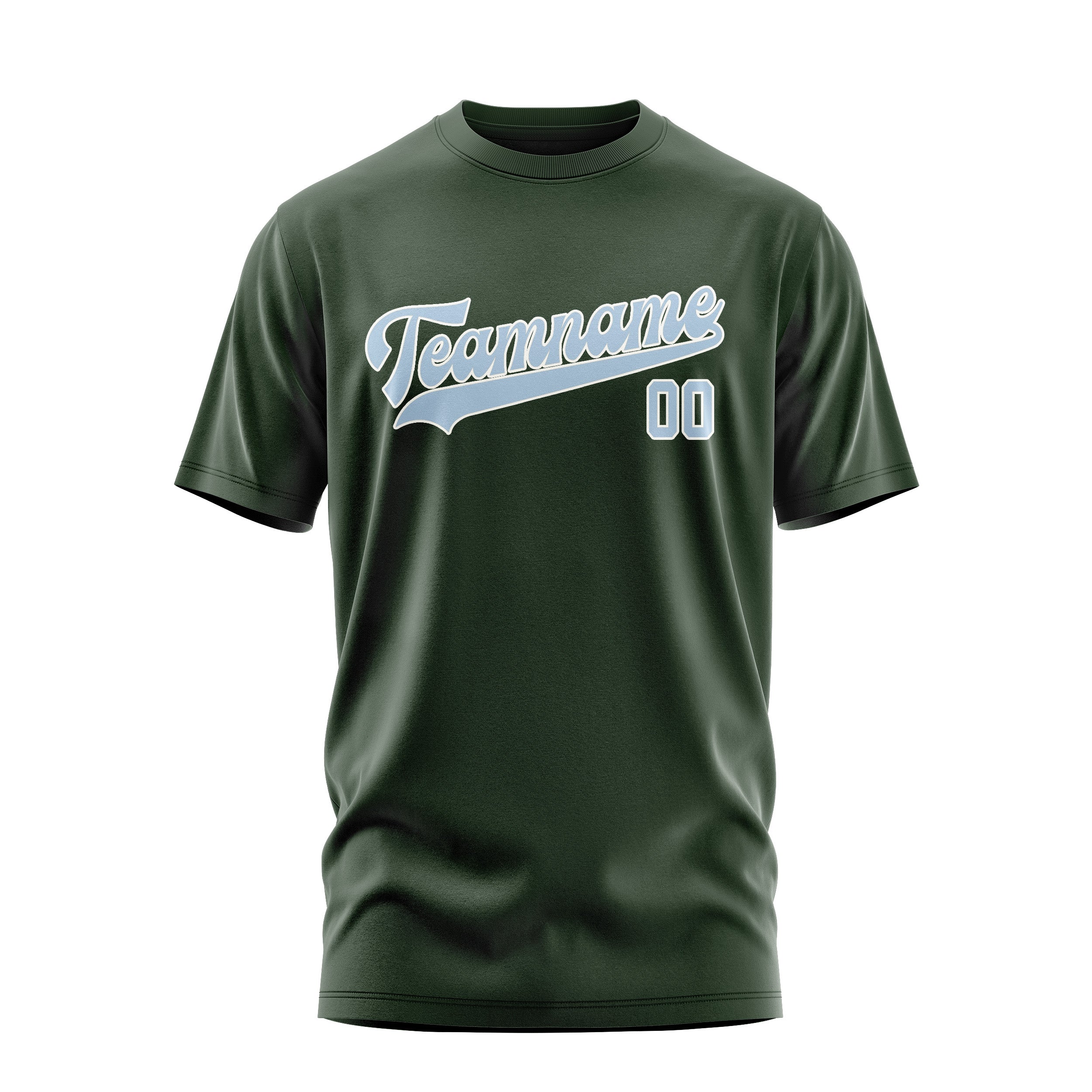 T-shirt personnalisé vert foncé et bleu clair