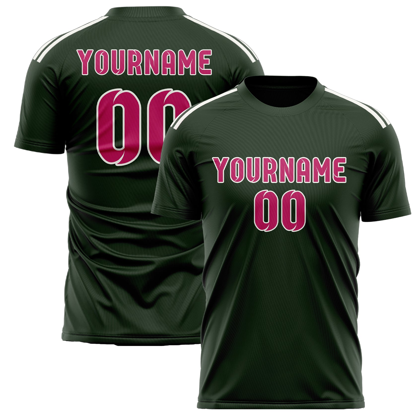 Maillot de football personnalisé vert foncé et rose