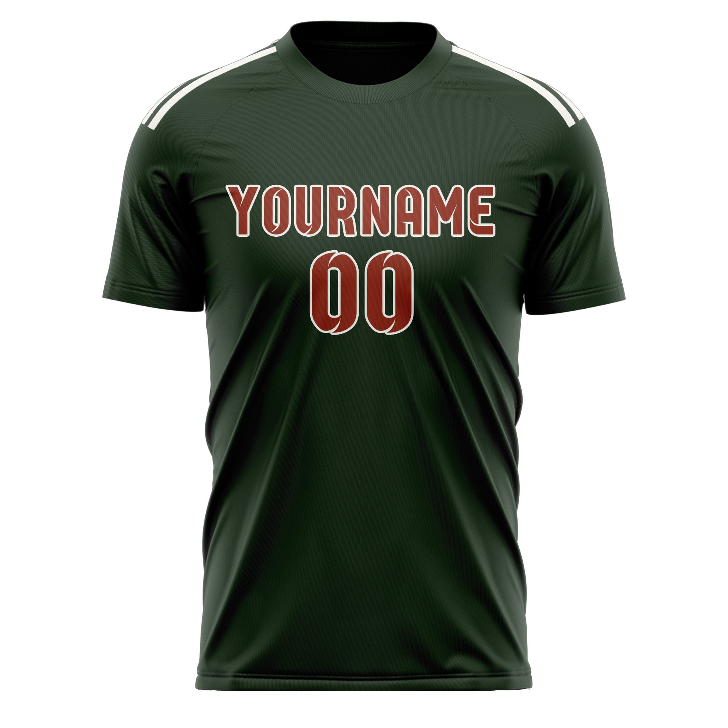 Maillot de football personnalisé vert foncé corail et rouge