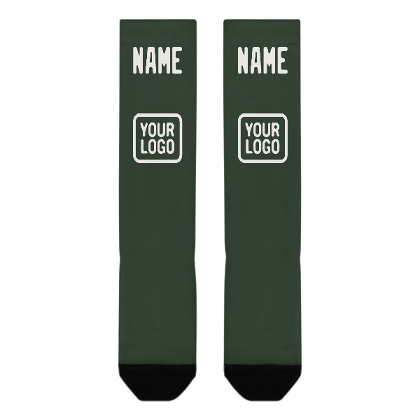 Chaussettes hautes personnalisées vert foncé et blanches