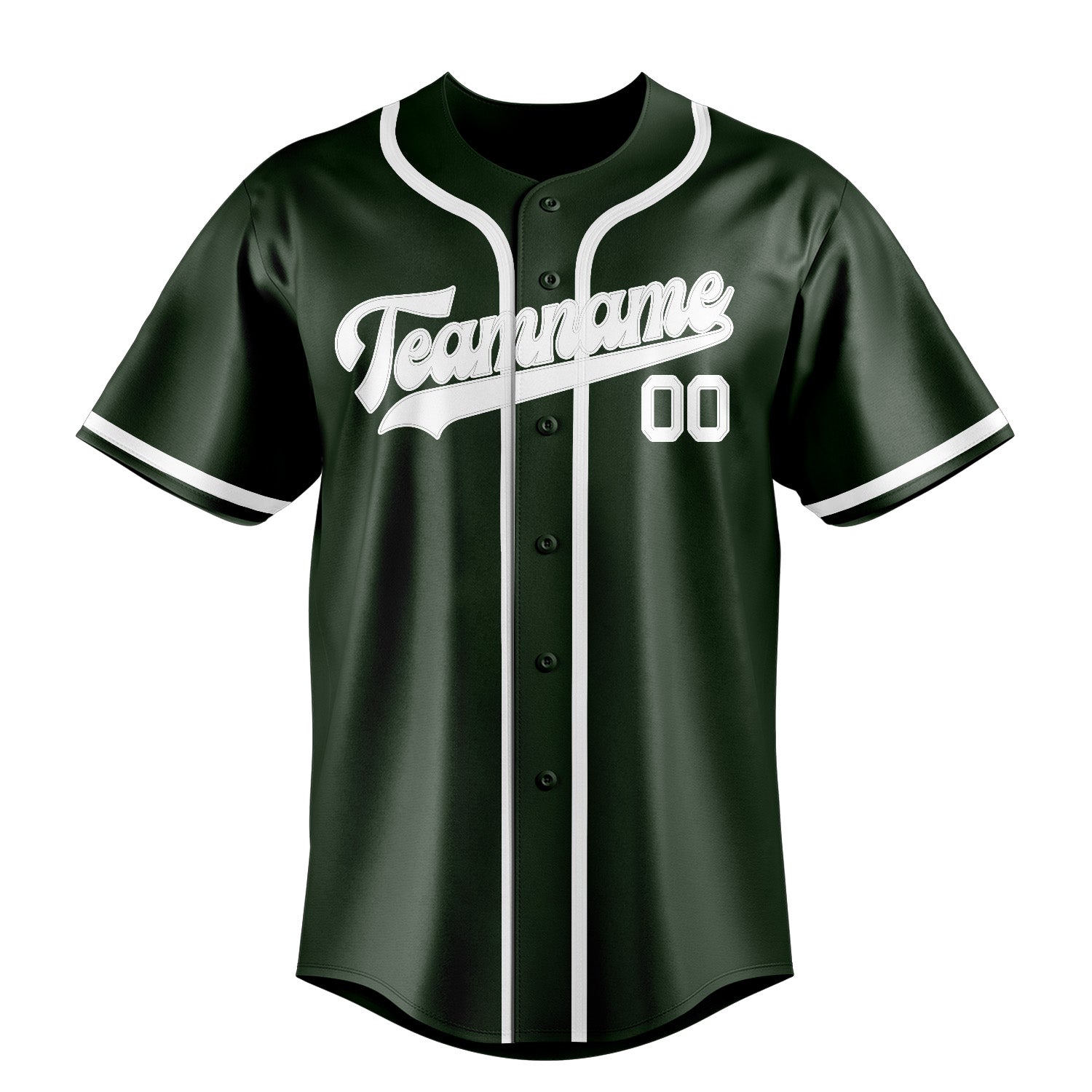 Maillot de baseball personnalisé vert foncé et blanc