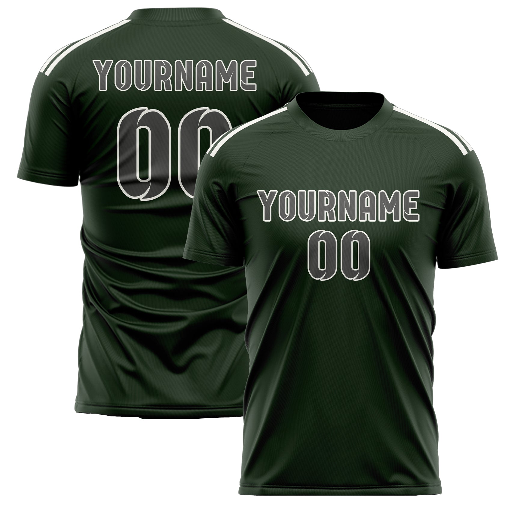 Maillot de football personnalisé vert foncé et gris foncé