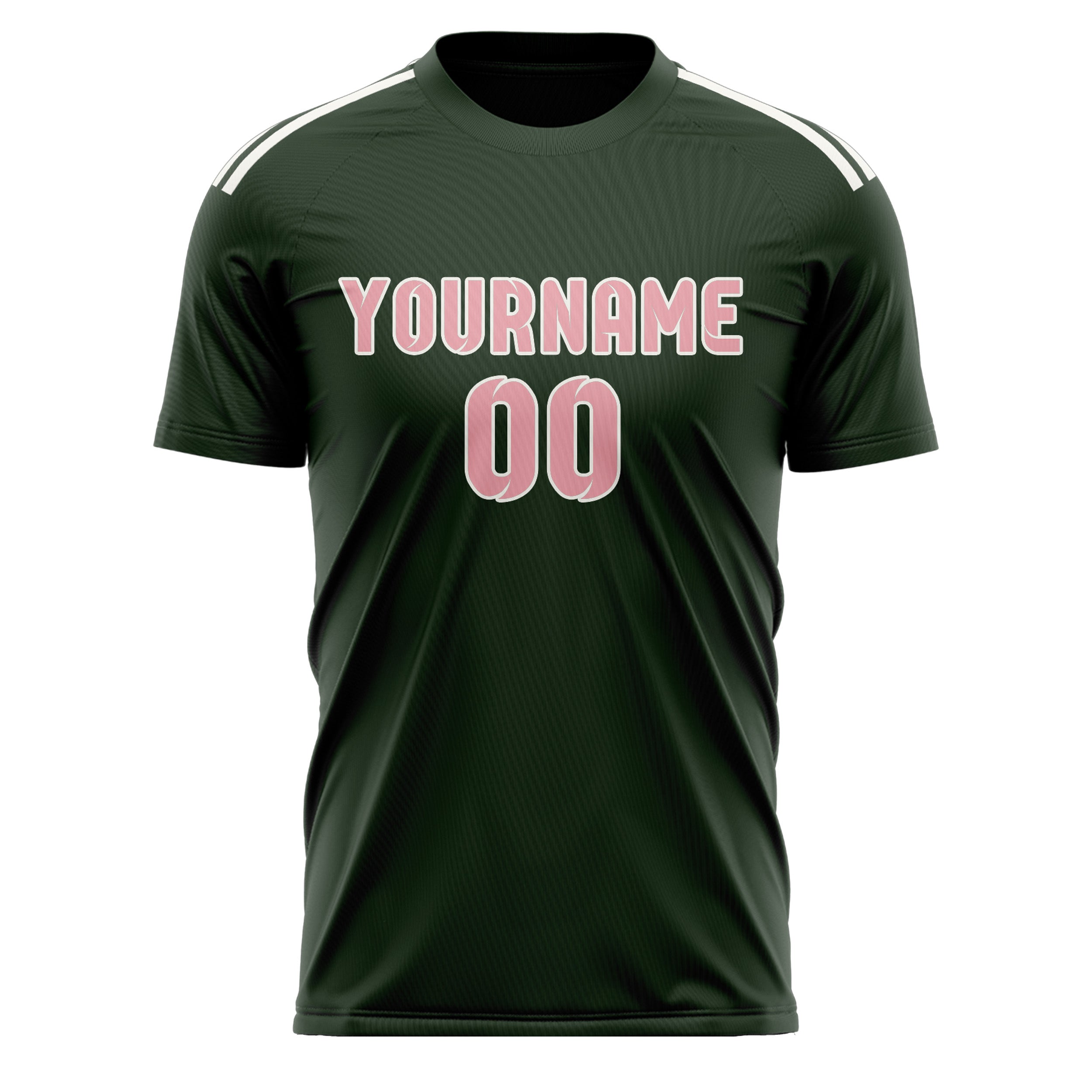 Maillot de football personnalisé vert foncé et rose clair