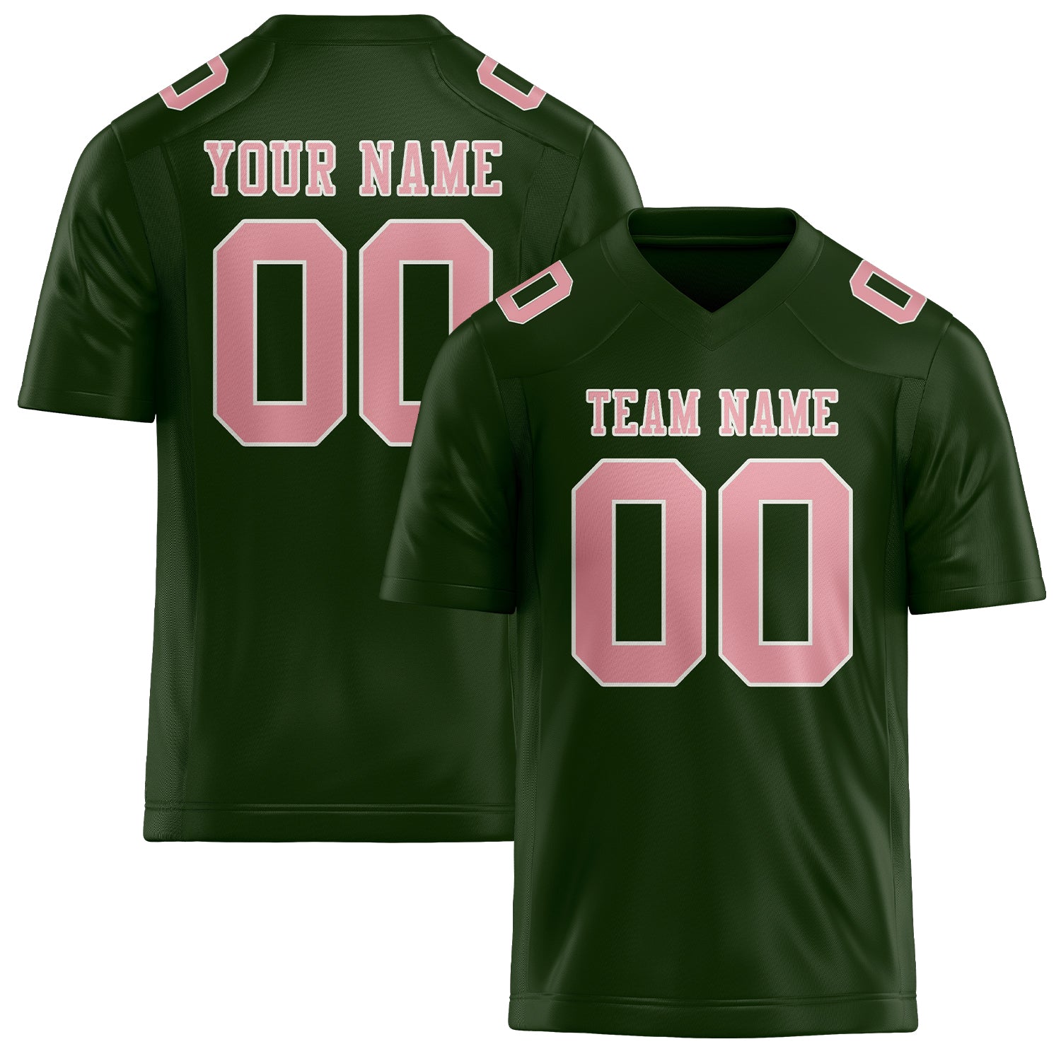Maillot de football personnalisé vert foncé et rose clair