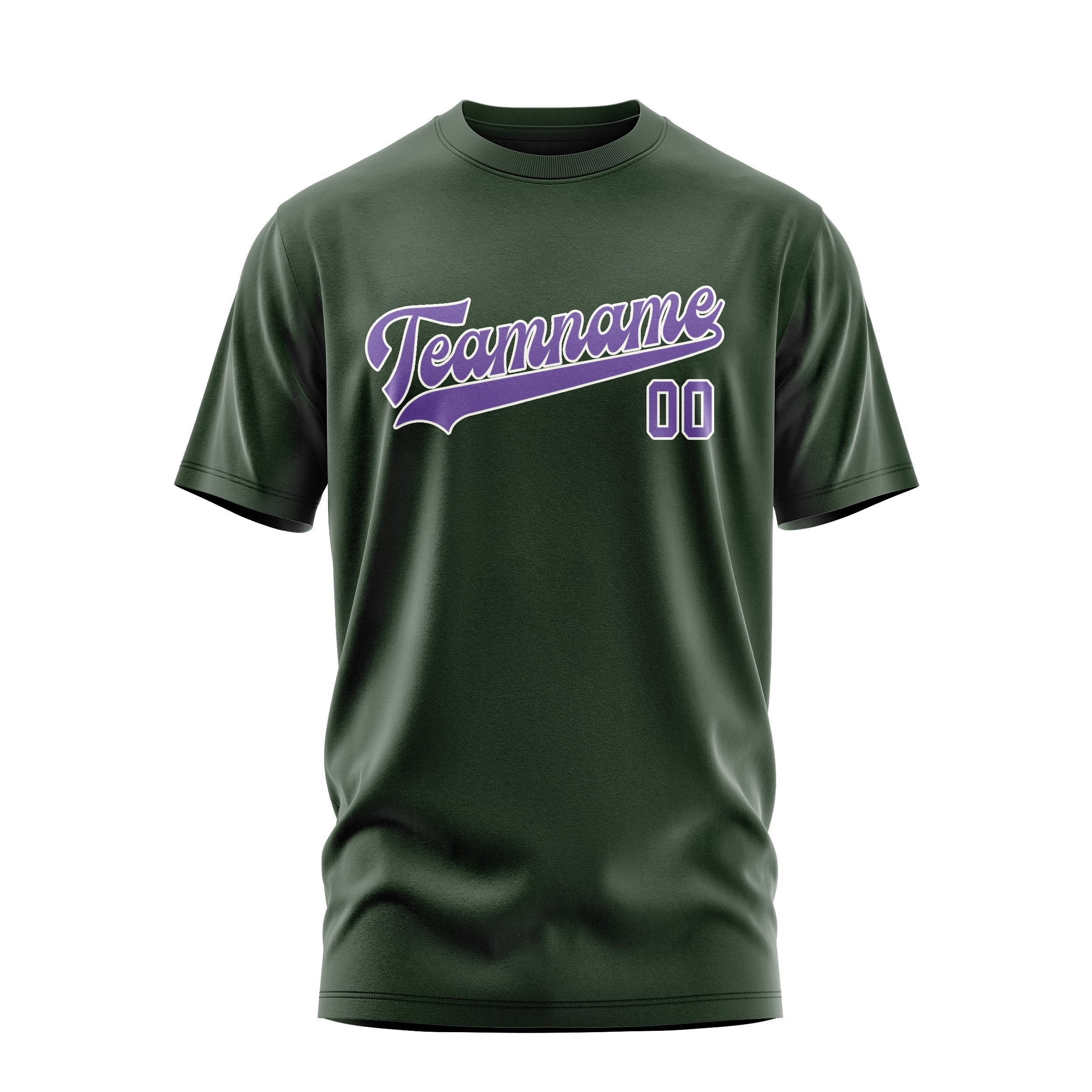 T-shirt personnalisé vert foncé et violet clair