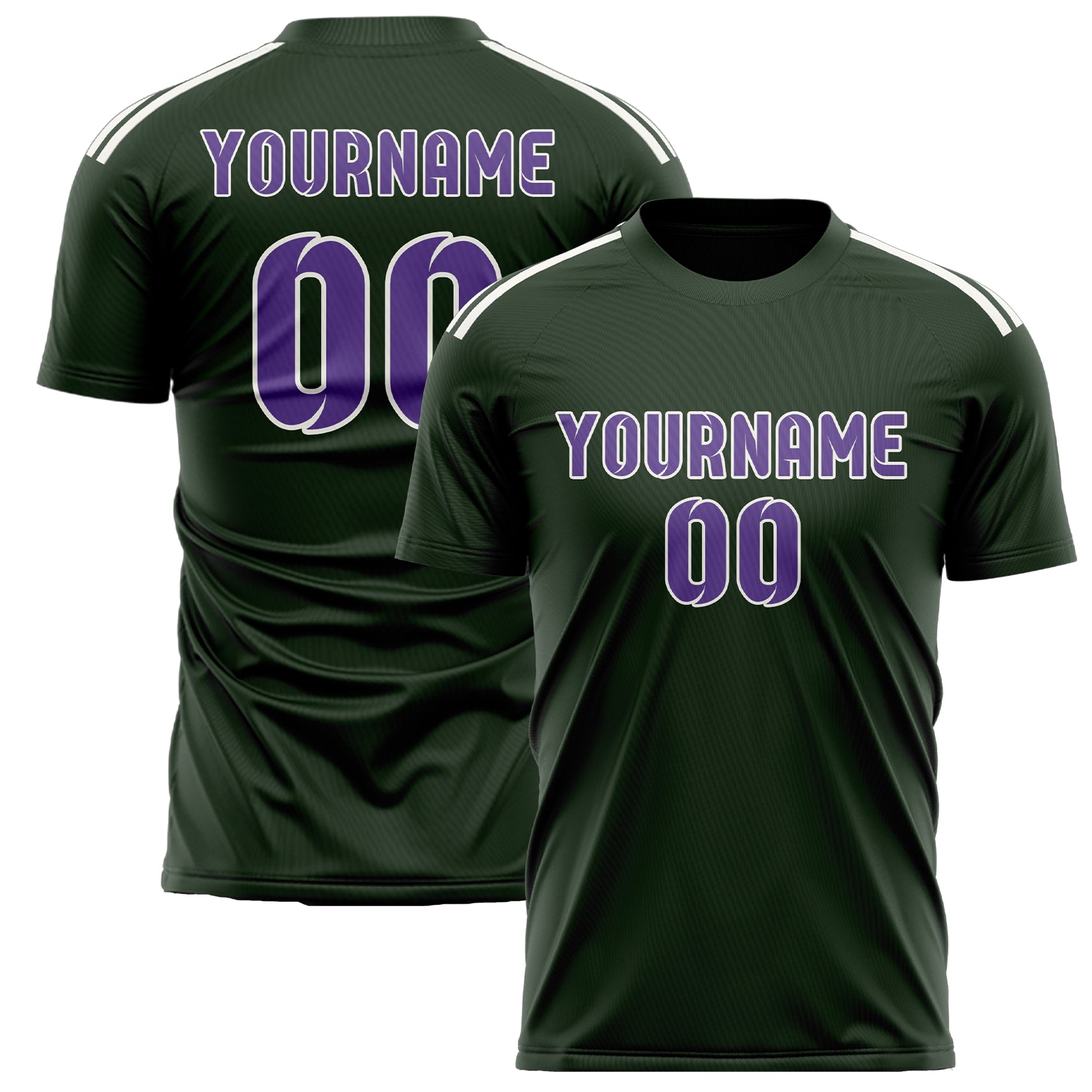 Maillot de football personnalisé vert foncé et violet clair