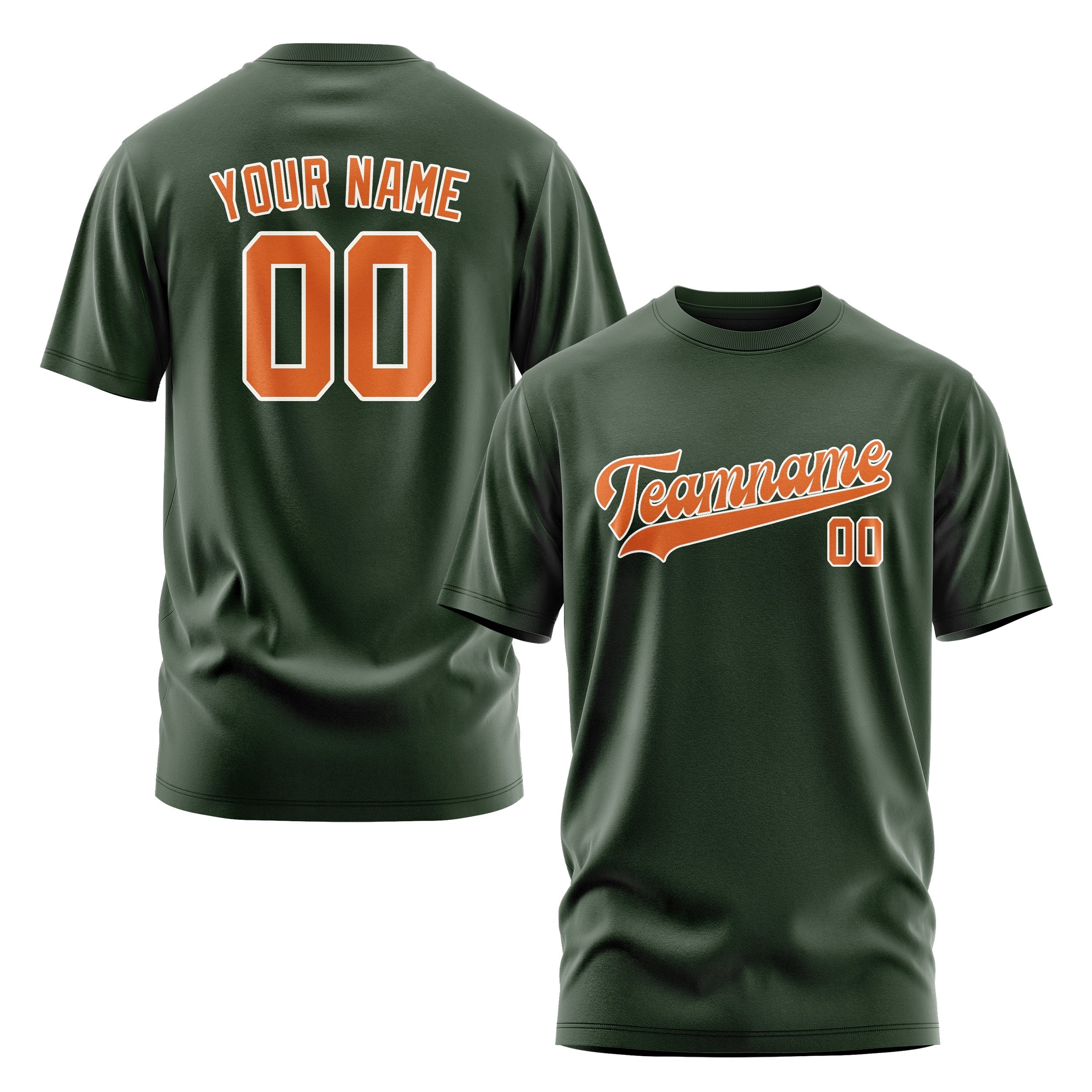 Custom Dark Green Orange T-Shirt