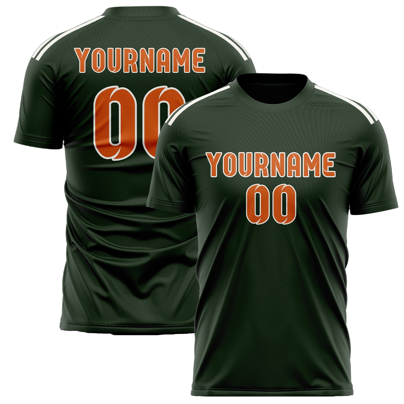 Maillot de football personnalisé vert foncé et orange