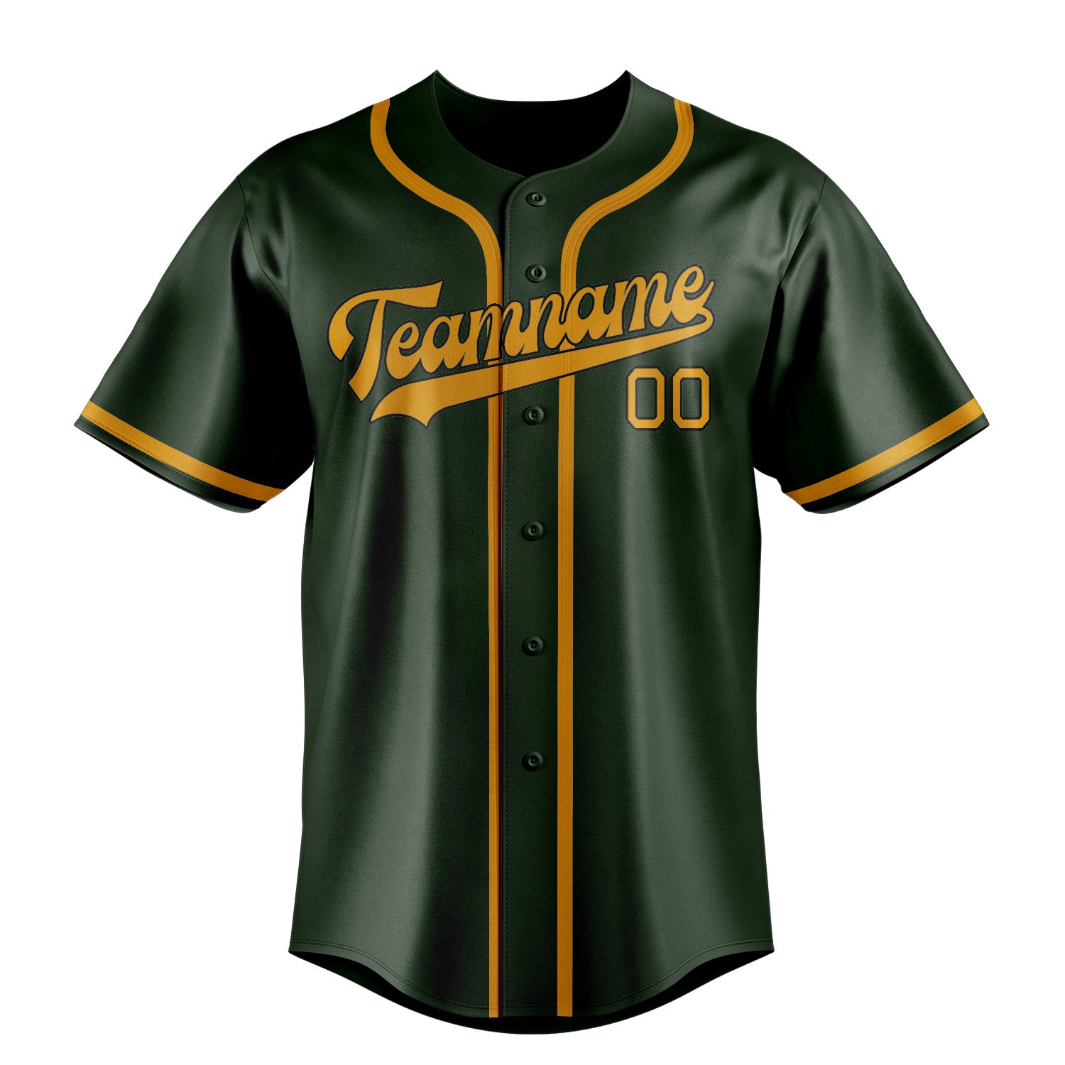 Maillot de baseball personnalisé vert foncé et jaune