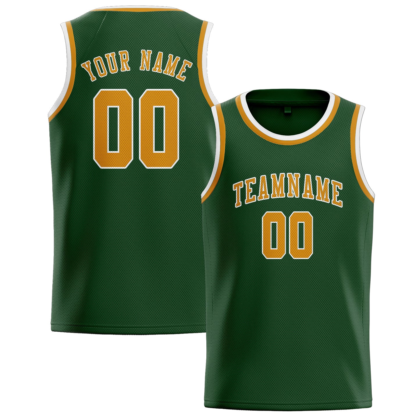 Maillot de basketball personnalisé vert foncé et jaune