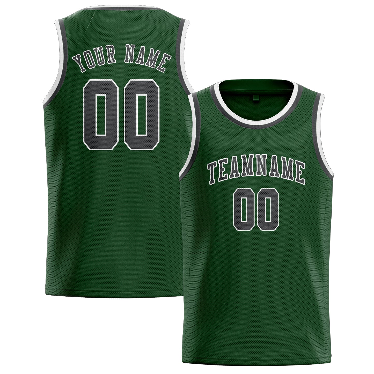 Maillot de basketball personnalisé vert foncé et gris foncé