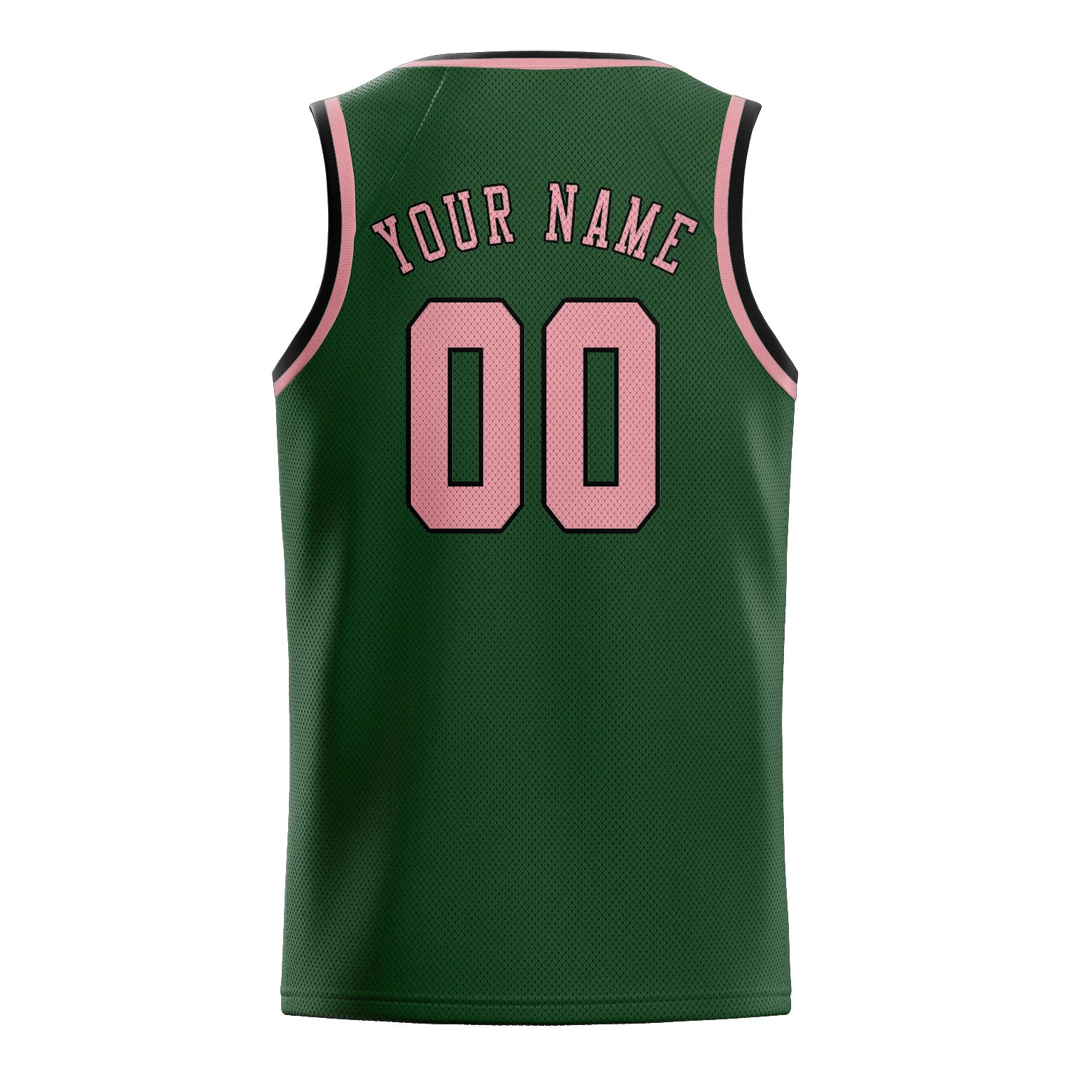 Maillot de basketball personnalisé vert foncé et rose clair