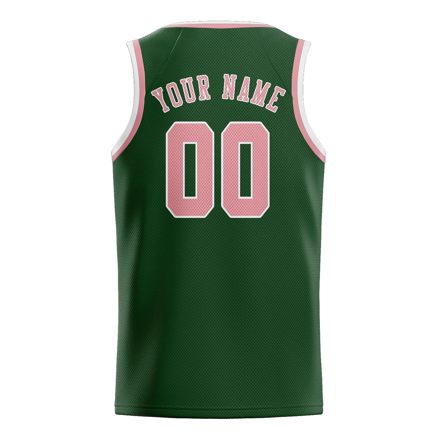 Maillot de basketball personnalisé vert foncé et rose clair