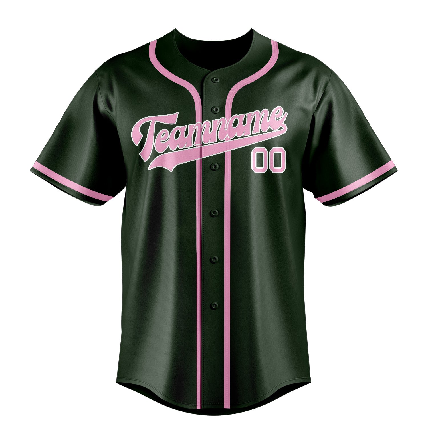Maillot de baseball personnalisé vert foncé et rose clair