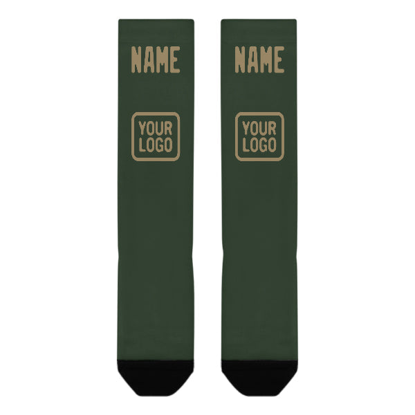 Chaussettes hautes personnalisées vert foncé et kaki clair