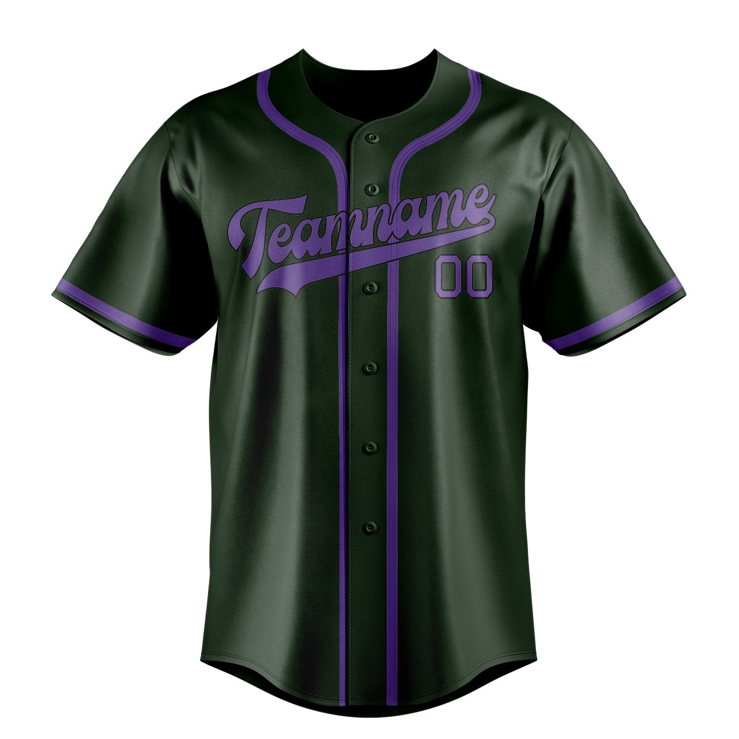 Maillot de baseball personnalisé vert foncé et violet clair